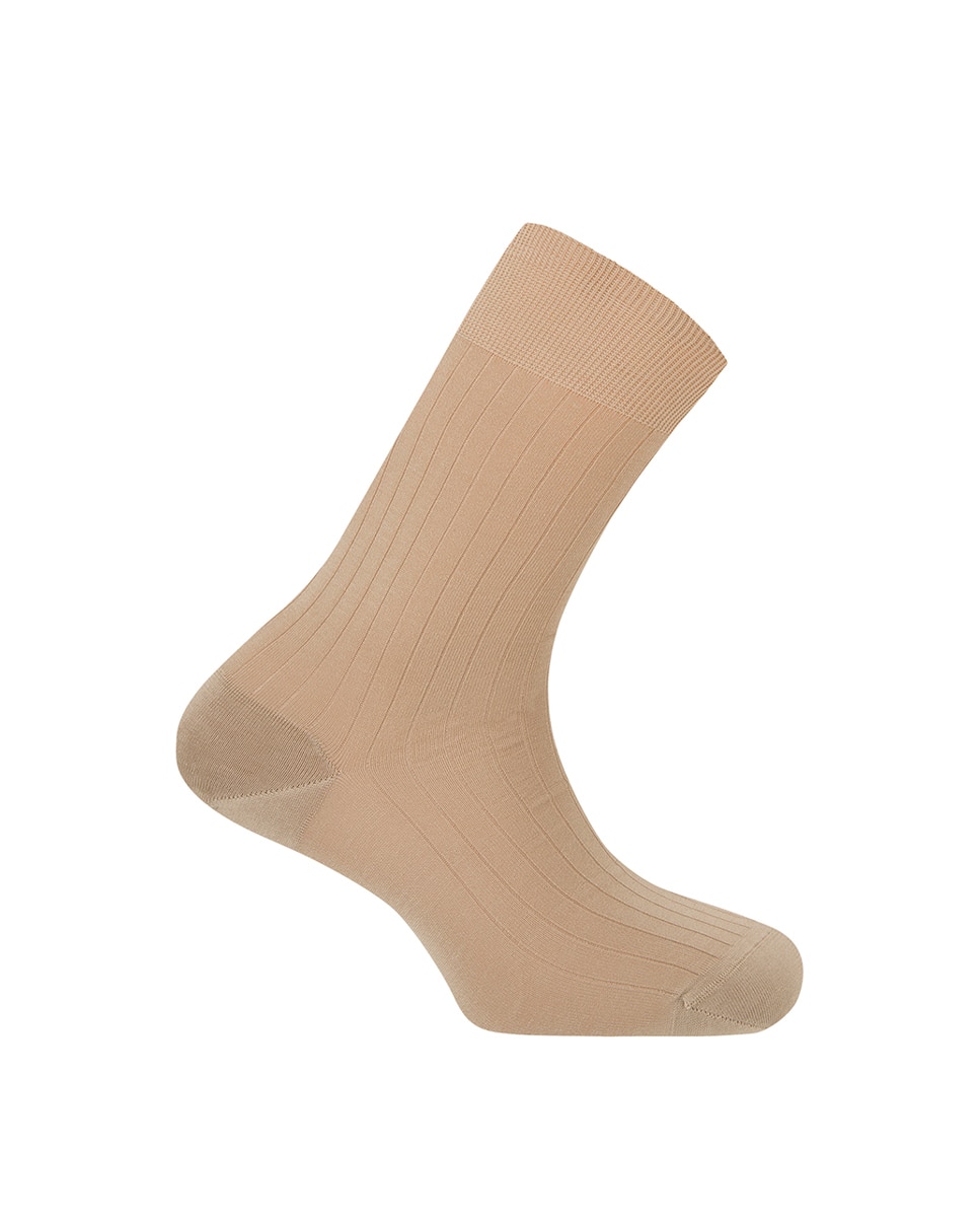 Meias Caneladas 100% Fio da Escócia. Produto Fabricado em Espanha Castanho-1