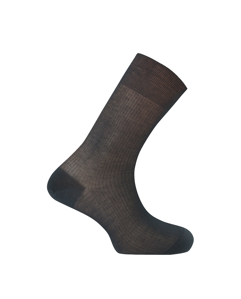 Meias Curtas 100% Fio da Escócia Canelado. Produto Fabricado em Espanha Preto-1