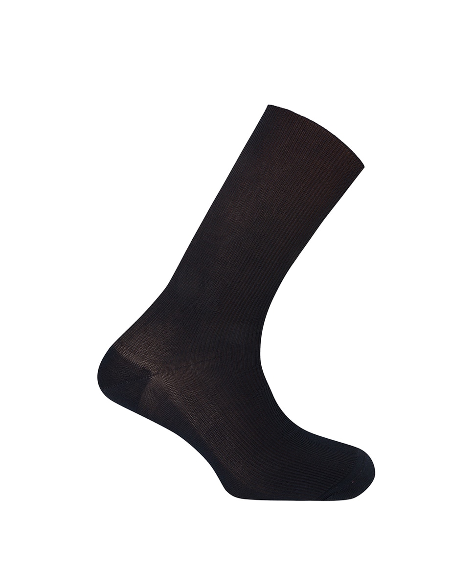 Calcetines cortos de hombre de algodón mercerizado de canalé - Punto Blanco - Tentesolo. Hecho en España. - Azul marino Azul marino-1