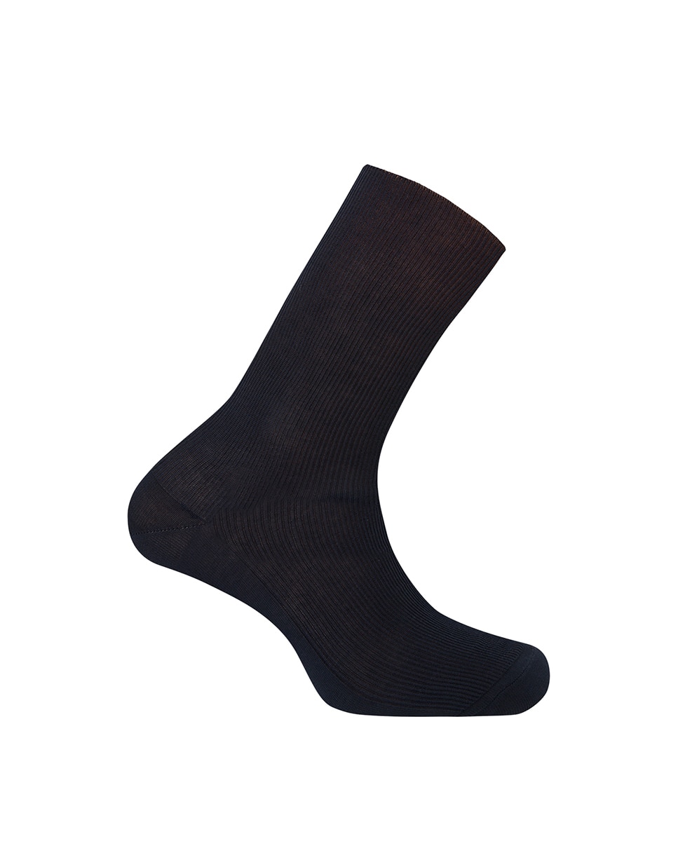 Calcetines cortos de hombre de algodón mercerizado de canalé - Punto Blanco - Antialérgico. Hecho en España. - Azul marino Azul marino-1