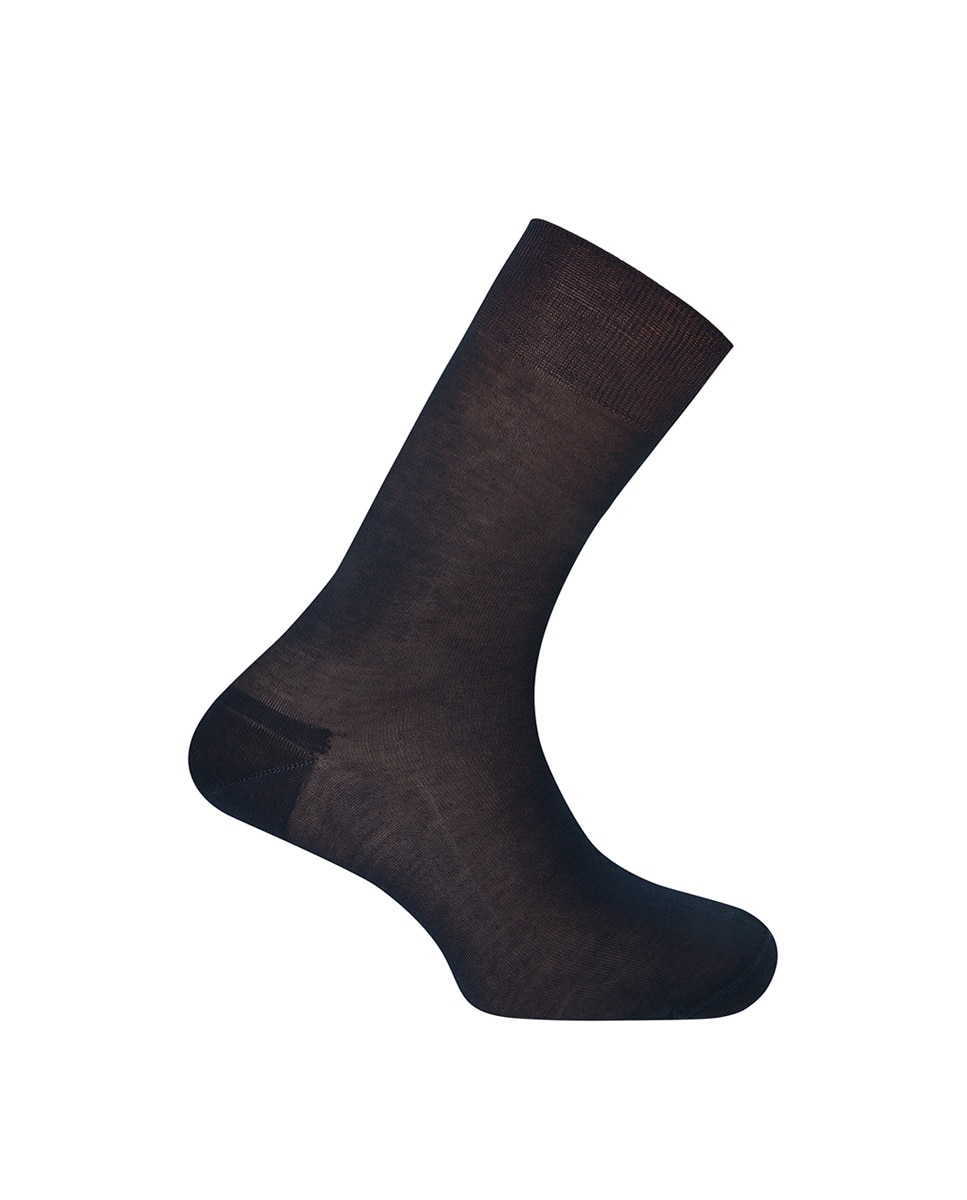 Calcetines cortos de hombre 100% Hilo de Escocia lisos. Hecho en España. - Punto Blanco - Azul marino Azul marino-1