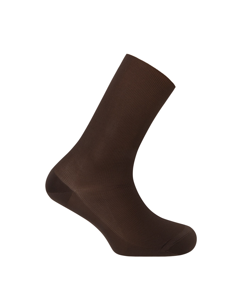 Calcetines cortos de hombre de poliamida de canalé - Punto Blanco - Trenil-set Tentesolo. Hecho en España - Marrón Marrón-1