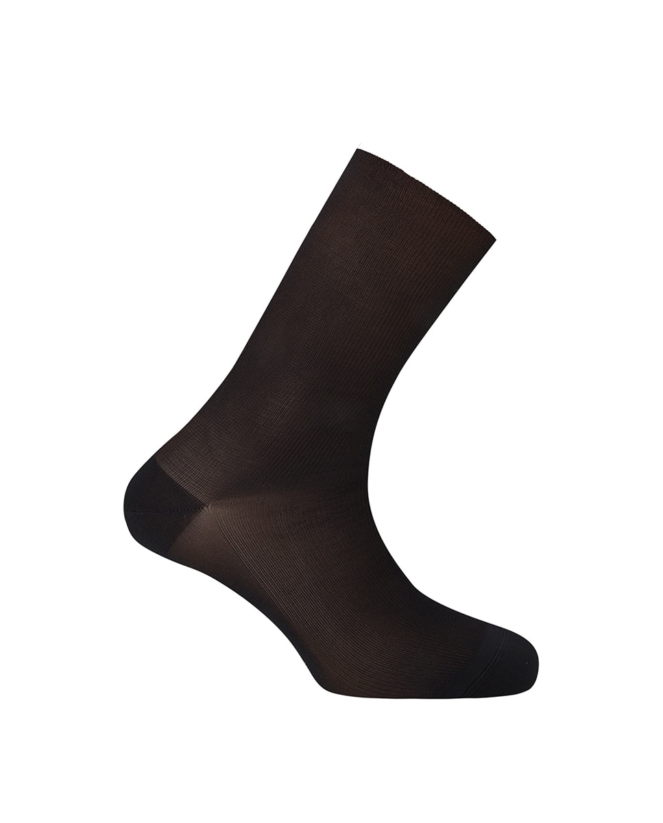 Calcetines cortos de hombre de poliamida de canalé - Punto Blanco - Trenil-set Tentesolo. Hecho en España - Negro Negro-1