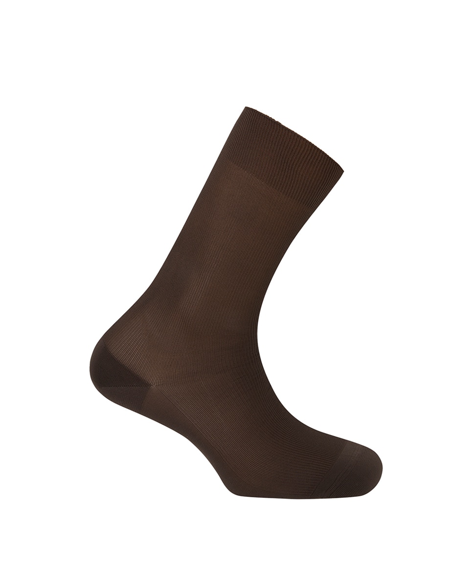 Calcetines cortos de hombre de poliamida de canalé - Punto Blanco - Trenil-set Deodorant. Hecho en España - Marrón oscuro Marrón oscuro-1