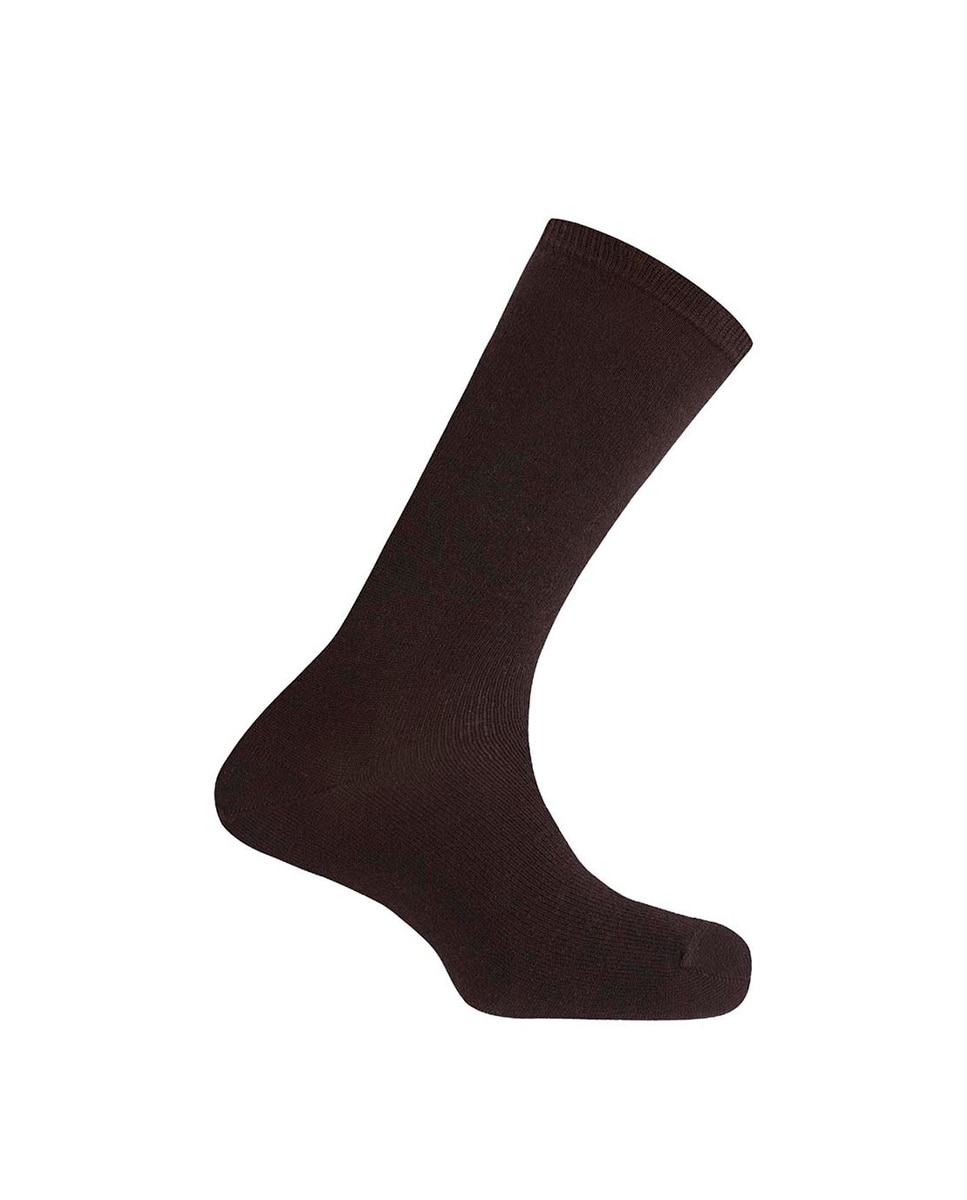 Meias Curtas Lisas de Algodão - Largura Especial. Produto Fabricado em Espanha Castanho-1
