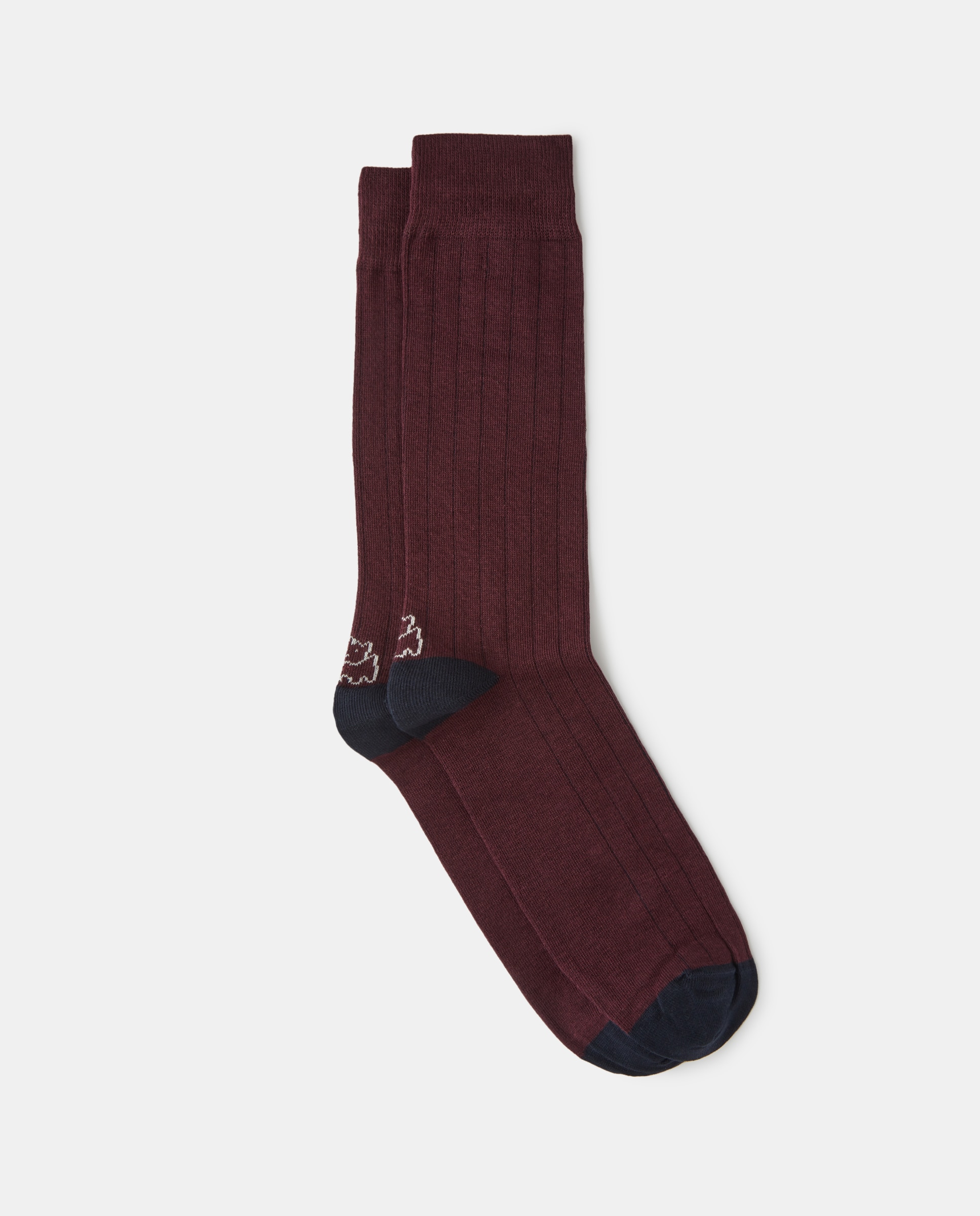 Calcetines de hombre de canalé con contraste interior - Kiff-Kiff - Burdeos Burdeos-1