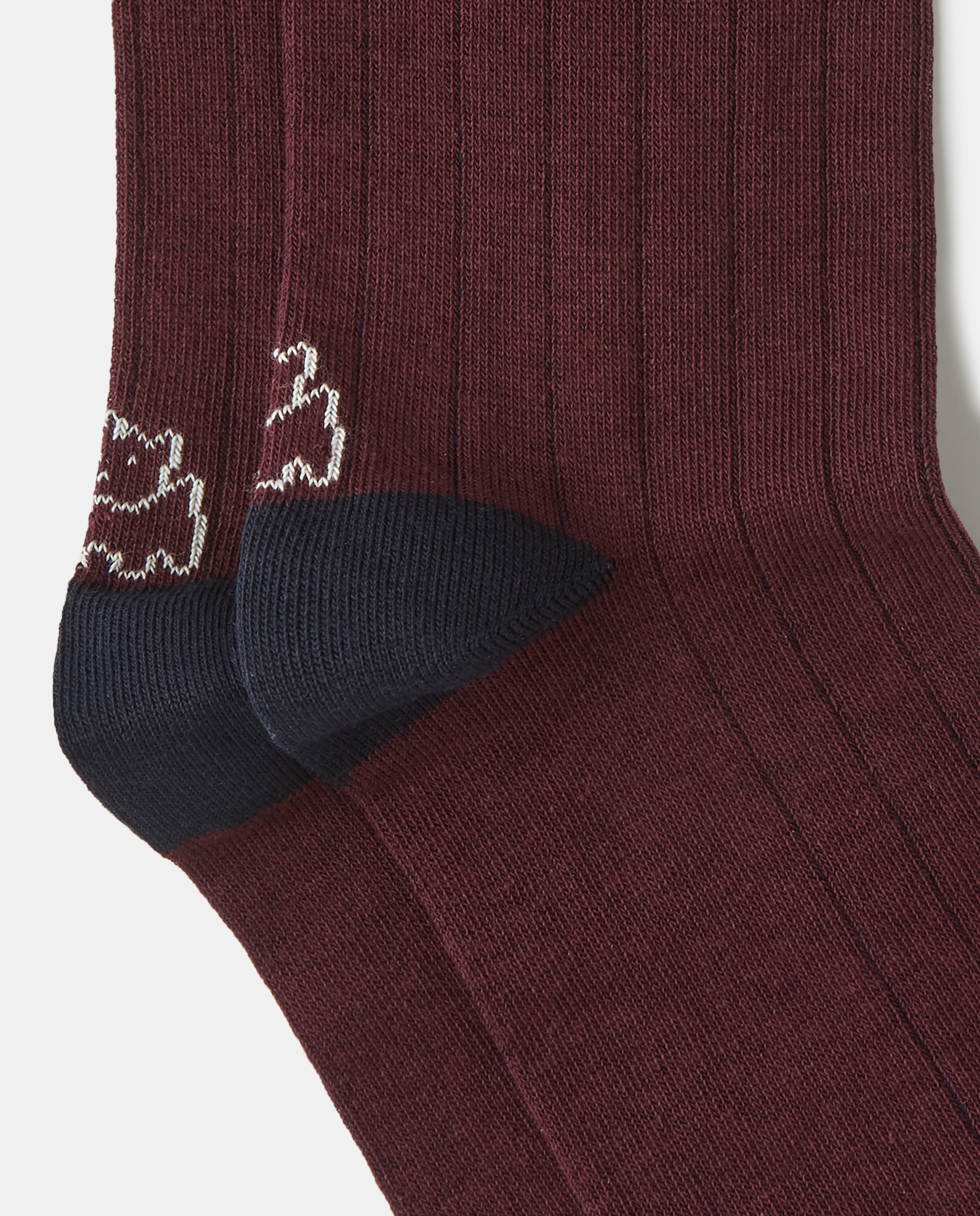 Calcetines de hombre de canalé con contraste interior - Kiff-Kiff - Burdeos Burdeos-2