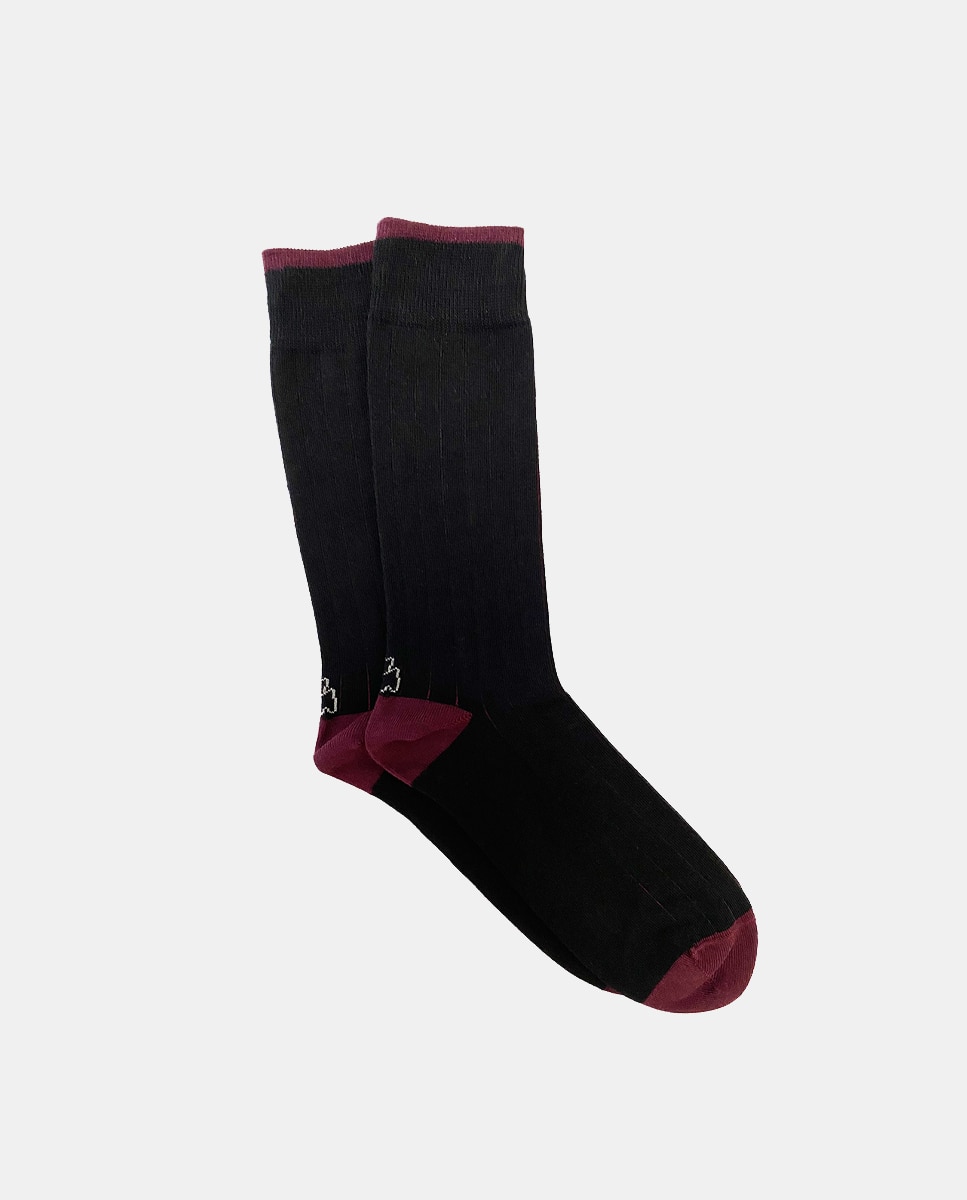 Calcetines de hombre de canalé con contraste interior - Kiff-Kiff - Negro Negro-1
