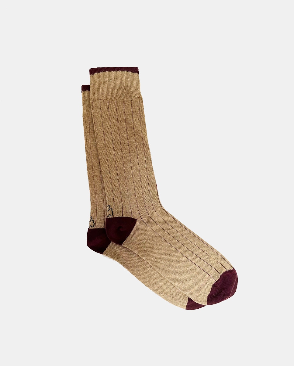 Calcetines de hombre de canalé con contraste interior - Kiff-Kiff - Marrón Marrón-1