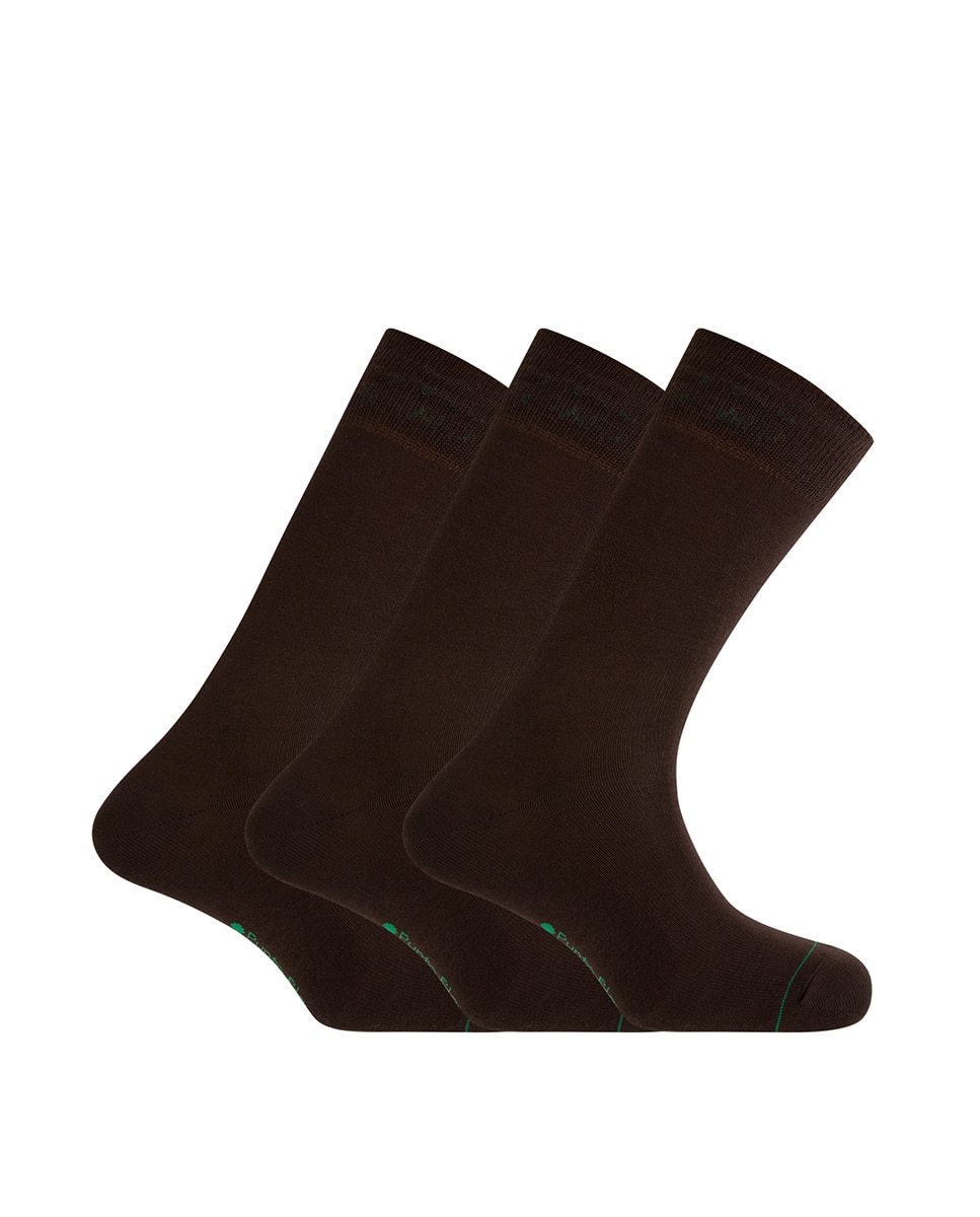 Pack de 3 Pares de Meias Curtas Lisas de Bambu - Deodorant. Produto Fabricado em Espanha Castanho-1