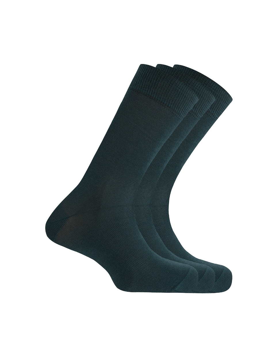Pack de 3 Pares de Meias de Algodão. Produto Fabricado em Espanha Verde-escuro-1