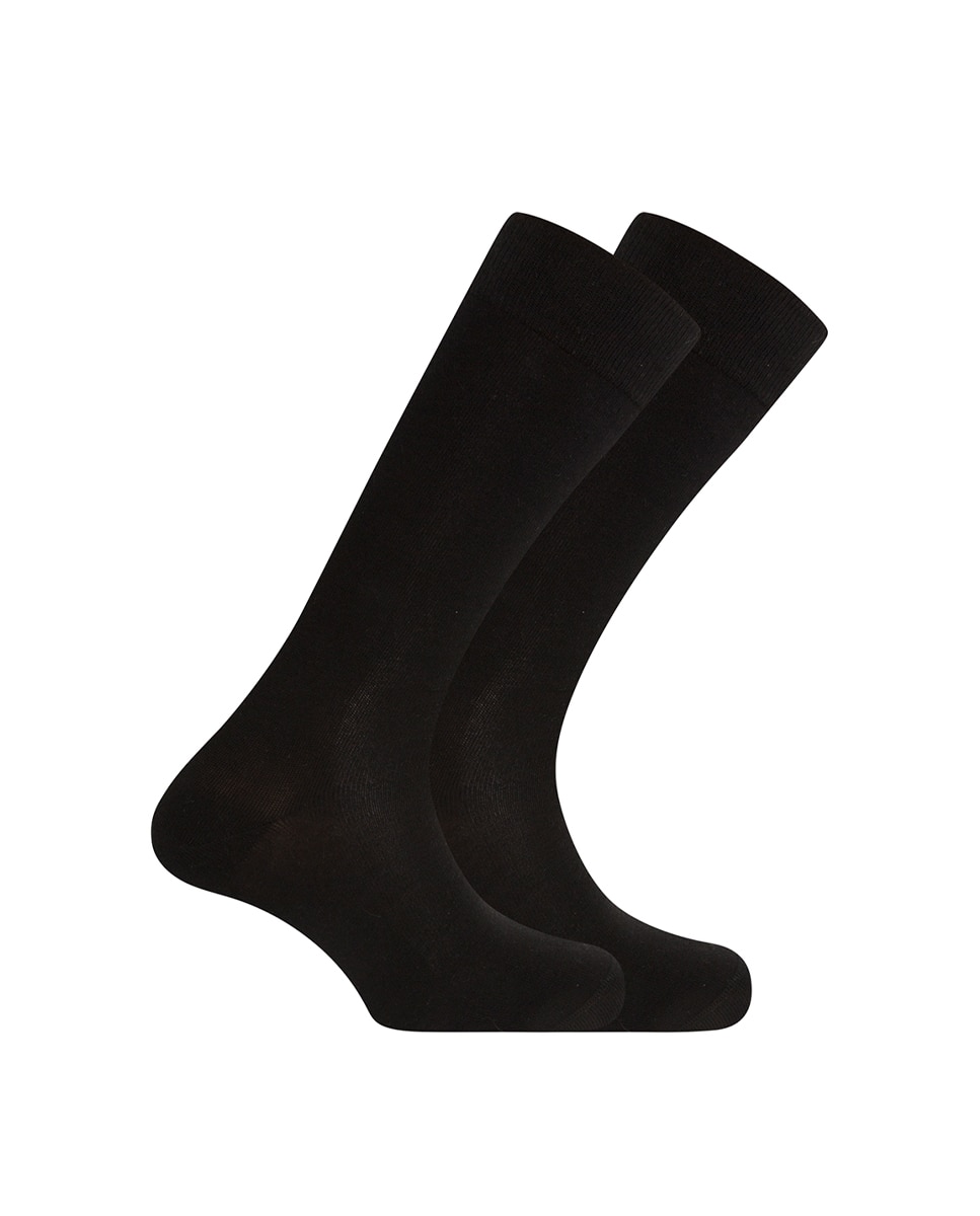 Imagen 1 de Pack de 2 pares de calcetines de hombre Punto Blanco de algodón orgánico lisos - Negro Negro