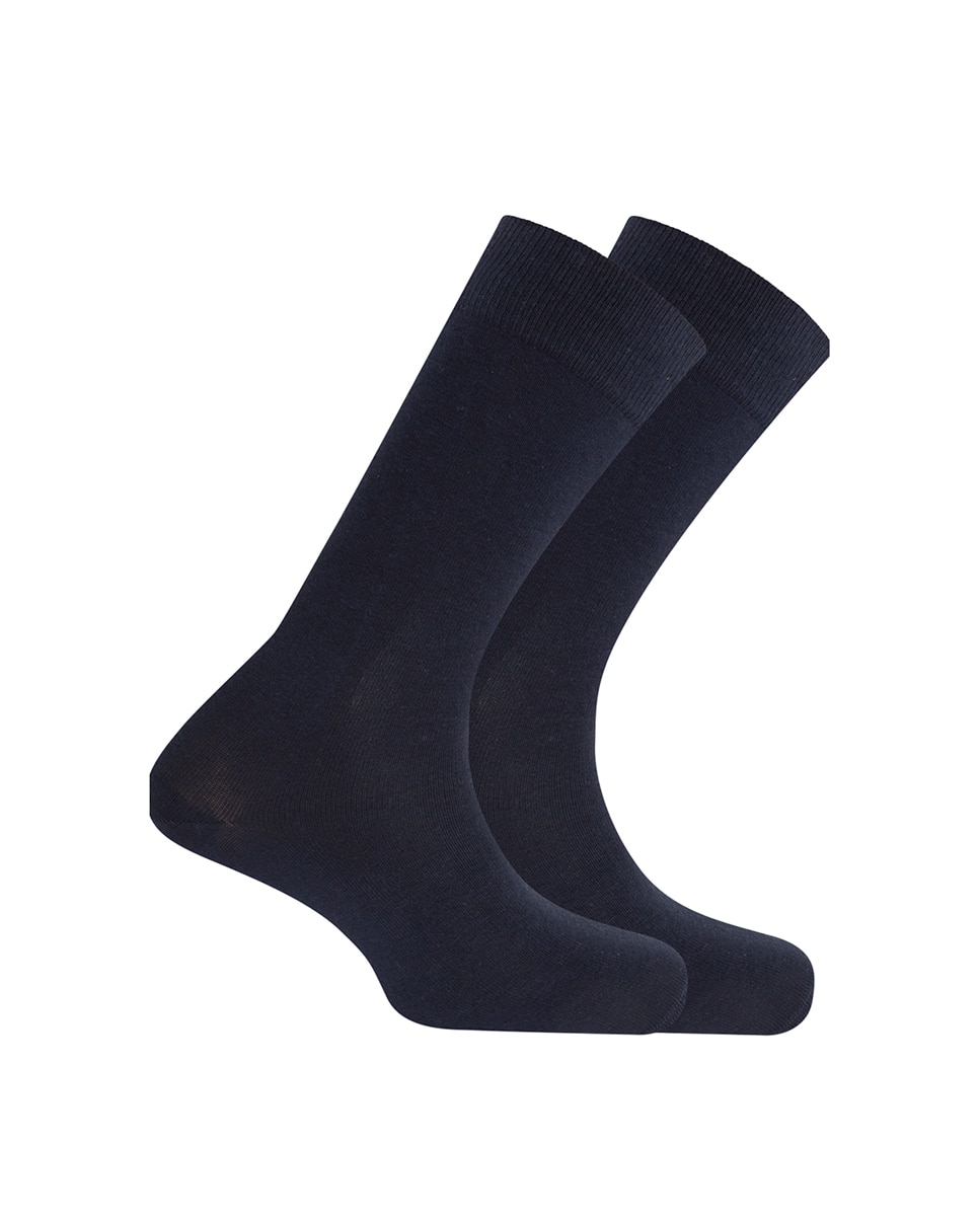Imagen 1 de Pack de 2 pares de calcetines de hombre Punto Blanco de algodón orgánico lisos - Azul marino Azul marino