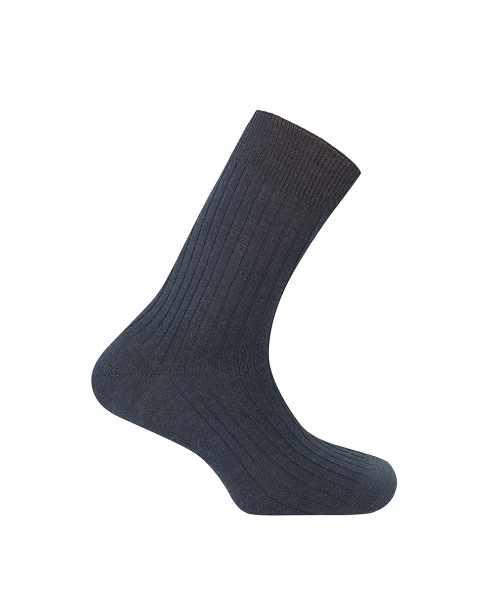 Meias Caneladas 100% Lã. Produto Fabricado em Espanha Azul-marinho-1