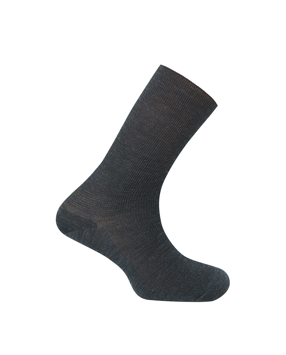 Meias Caneladas de Lã - Tentesolo. Produto Fabricado em Espanha Cinzento-escuro-1