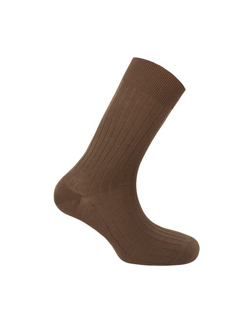 Meias Caneladas de Lã. Produto Fabricado em Espanha Castanho-1