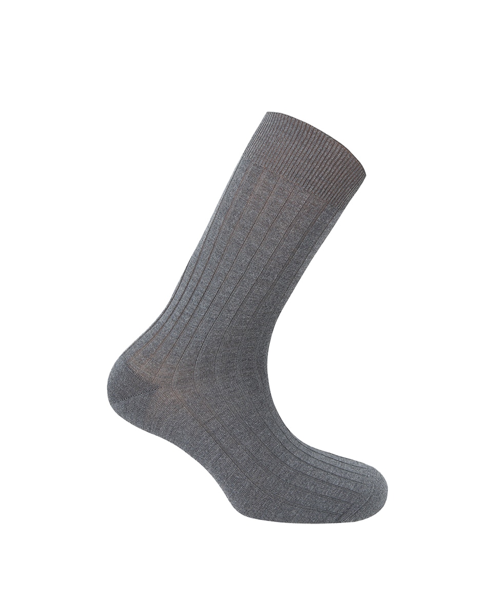 Meias Caneladas de Lã. Produto Fabricado em Espanha Cinzento-1