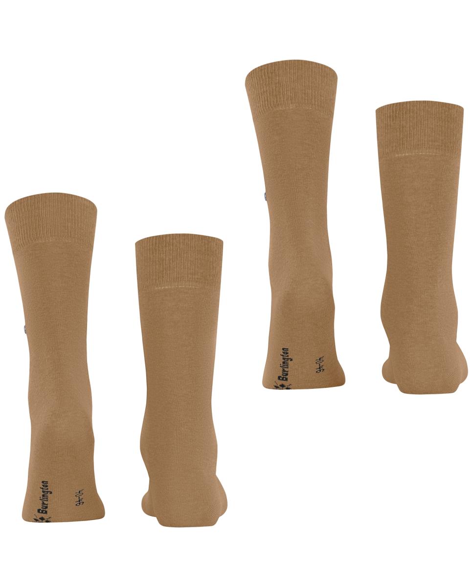 Pack doble calcetín liso algodón de hombre - Burlington - Camel Camel-2