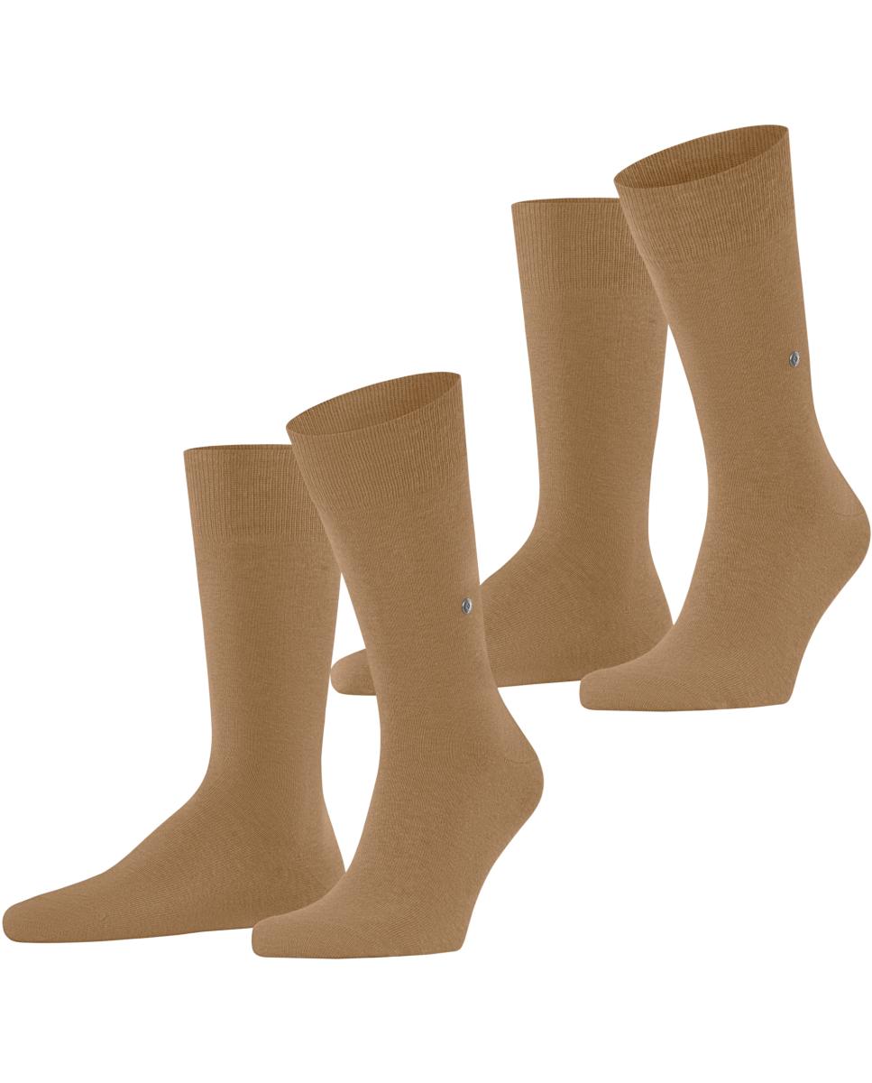 Pack doble calcetín liso algodón de hombre - Burlington - Camel Camel-3