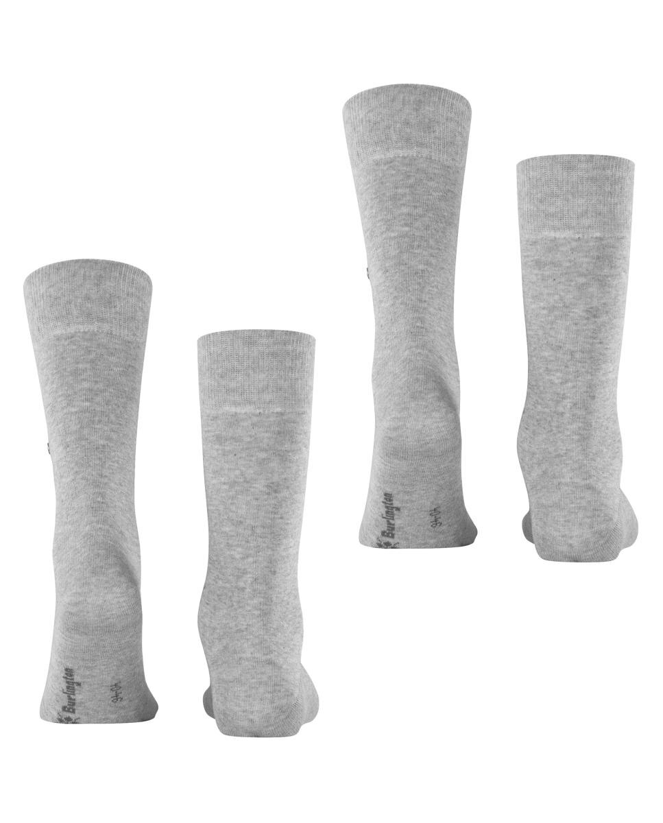 Pack doble calcetín liso algodón de hombre - Burlington - Gris Gris-2