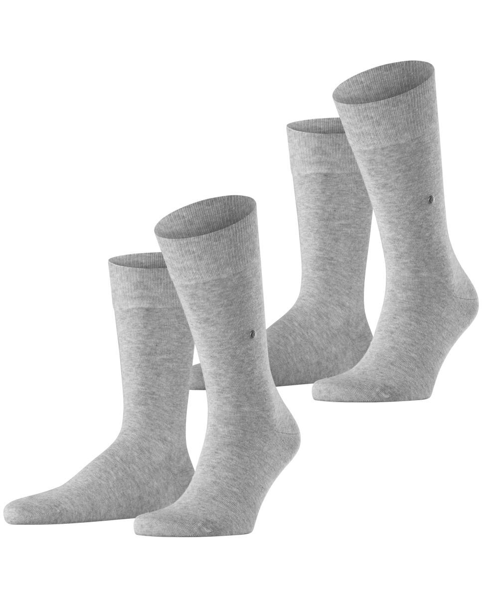 Pack doble calcetín liso algodón de hombre - Burlington - Gris Gris-3