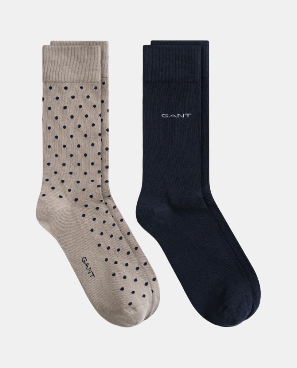 Pack de dos calcetines de hombre en algodón peinado de puntos y liso - Gant - Marrón Marrón-2