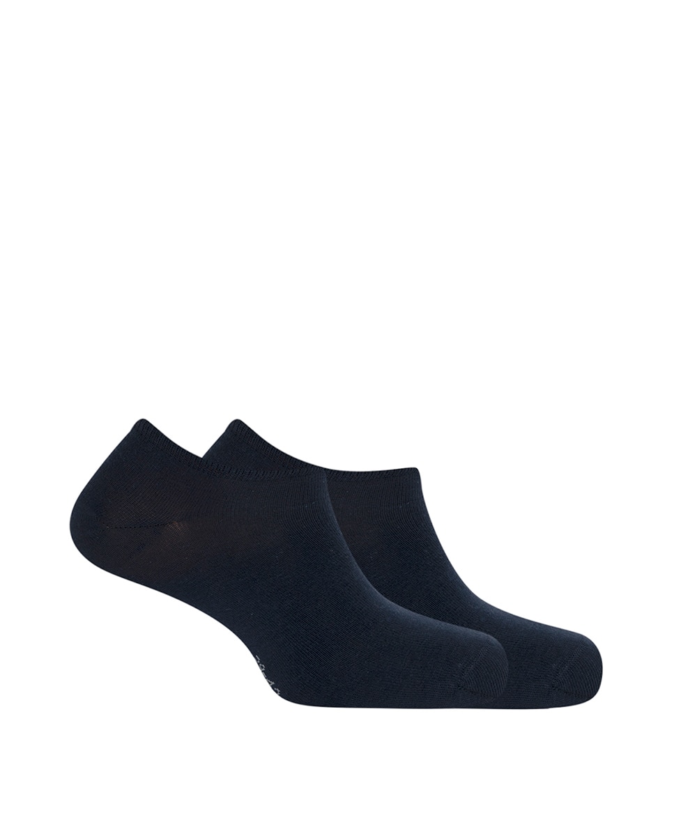 Pack de 2 Pares de Meias pelo Tornozelo Lisas em Algodão Orgânico Azul-marinho-1