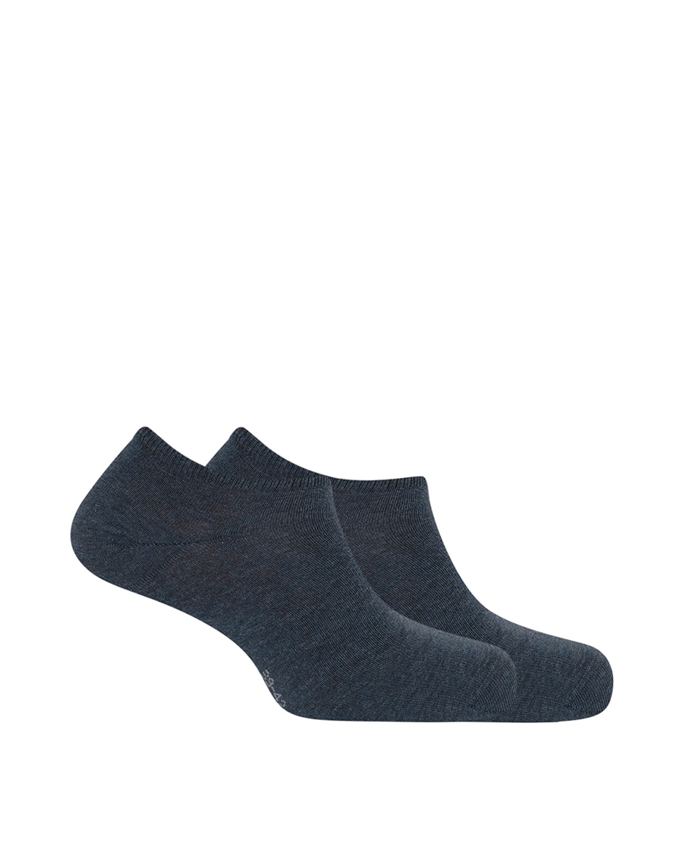 Pack de 2 Pares de Meias pelo Tornozelo Lisas em Algodão Orgânico Azul-1