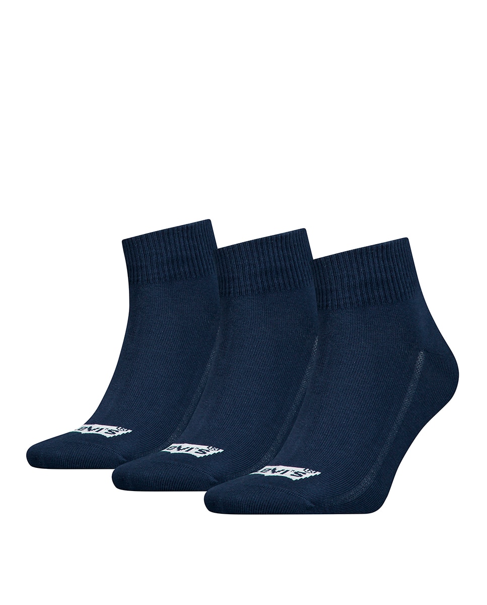 Pack de três pares de meias pelo tornozelo azuis de homem Azul-marinho-4