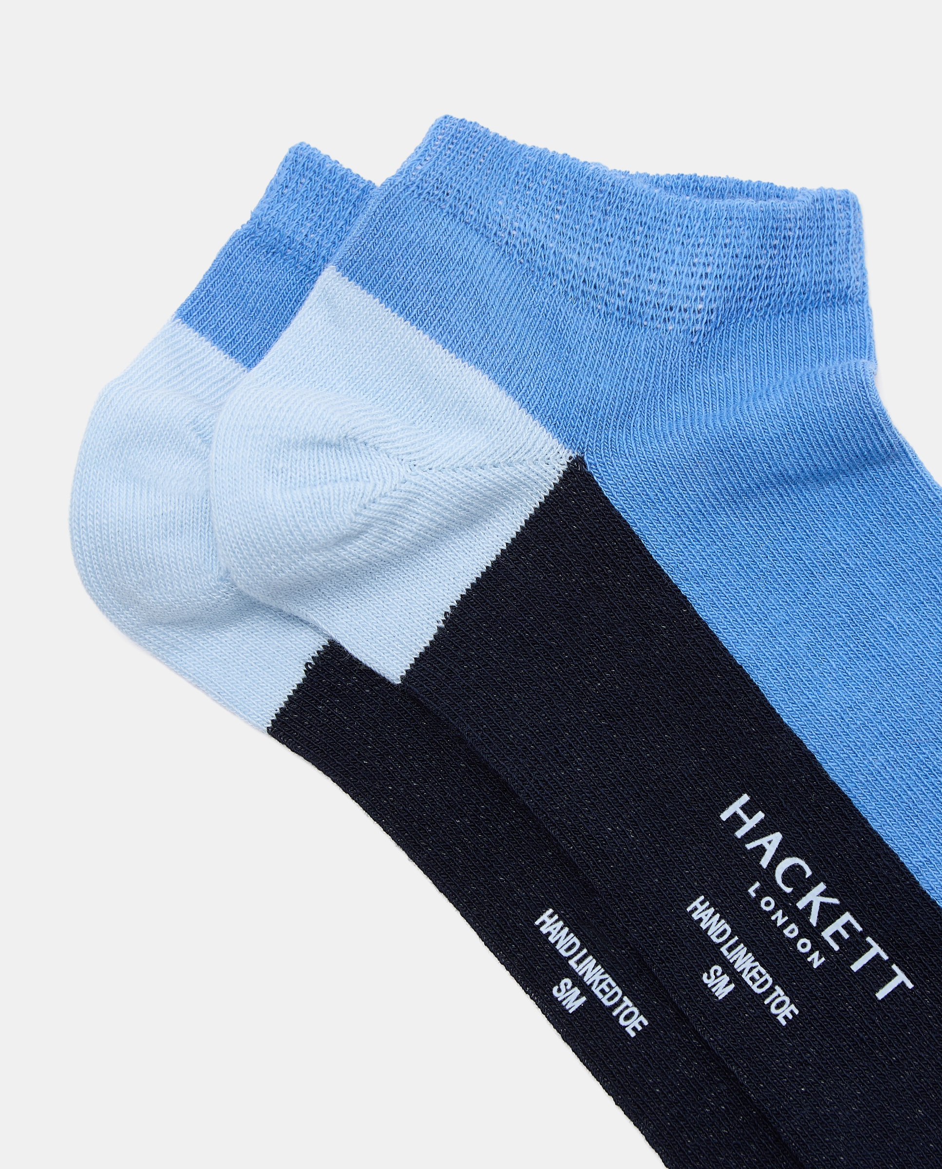 Pack de Dois Pares de Meias pelo Tornozelo com Color Block Azul-2