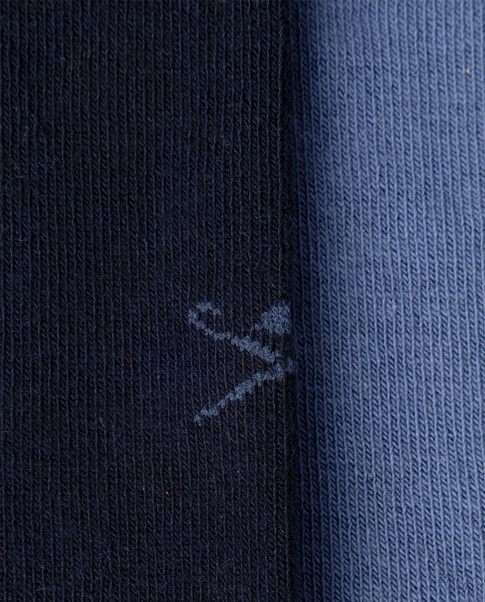 Pack de Dois Pares de Meias pelo Tornozelo com Color Block Azul-4
