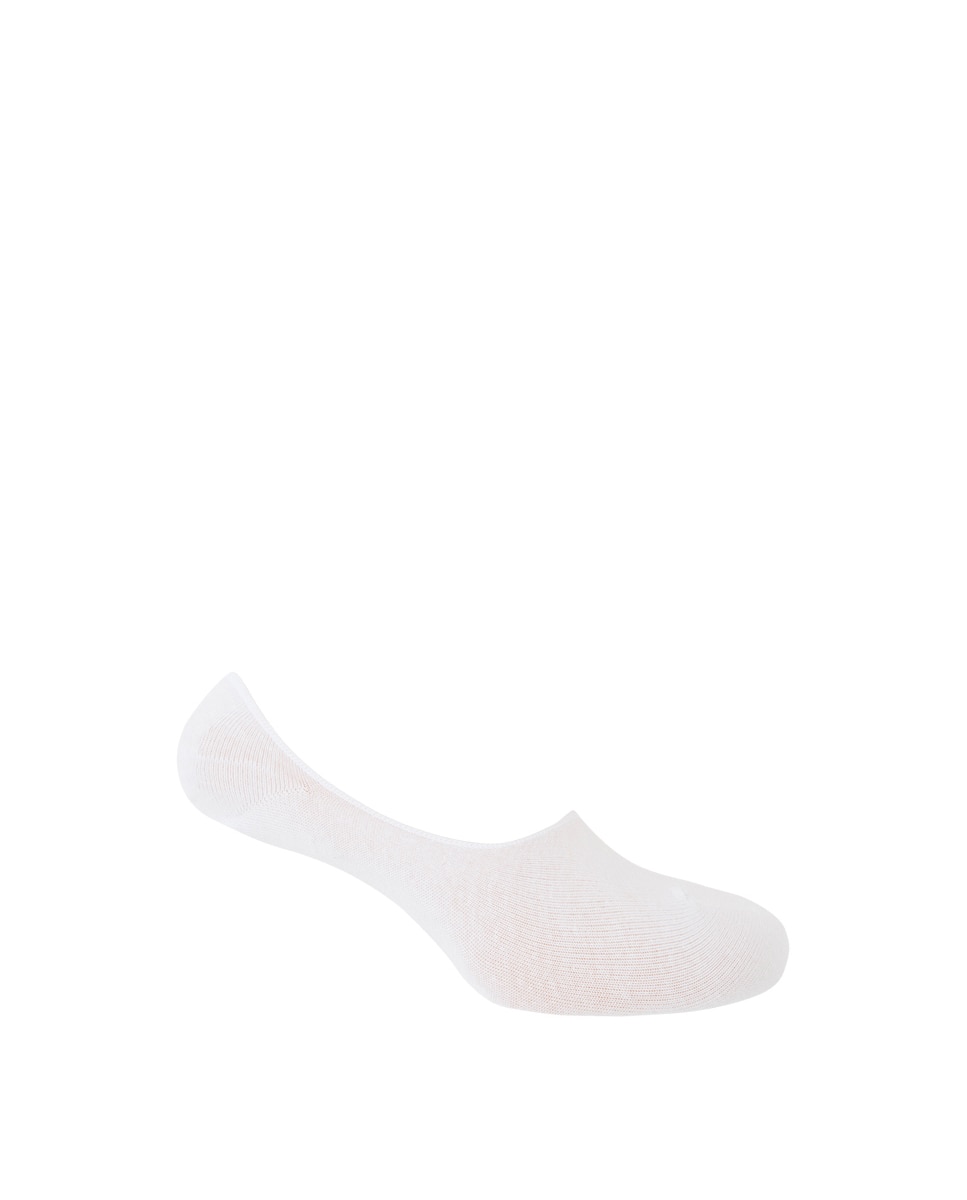 Pack de 2 Pares de Meias Invisíveis Lisas de Algodão Branco-1