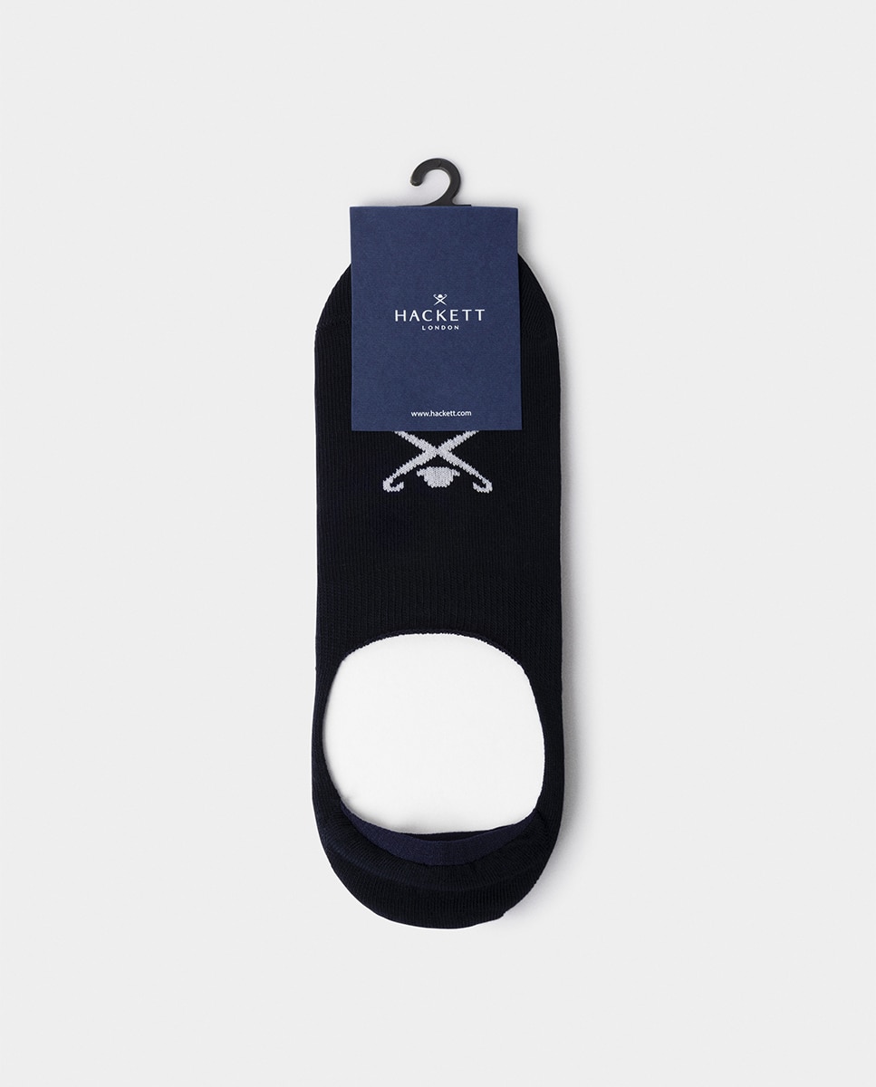 Pack de Dois Pares de Meias Invisíveis Lisas com Logótipo Azul-marinho-2