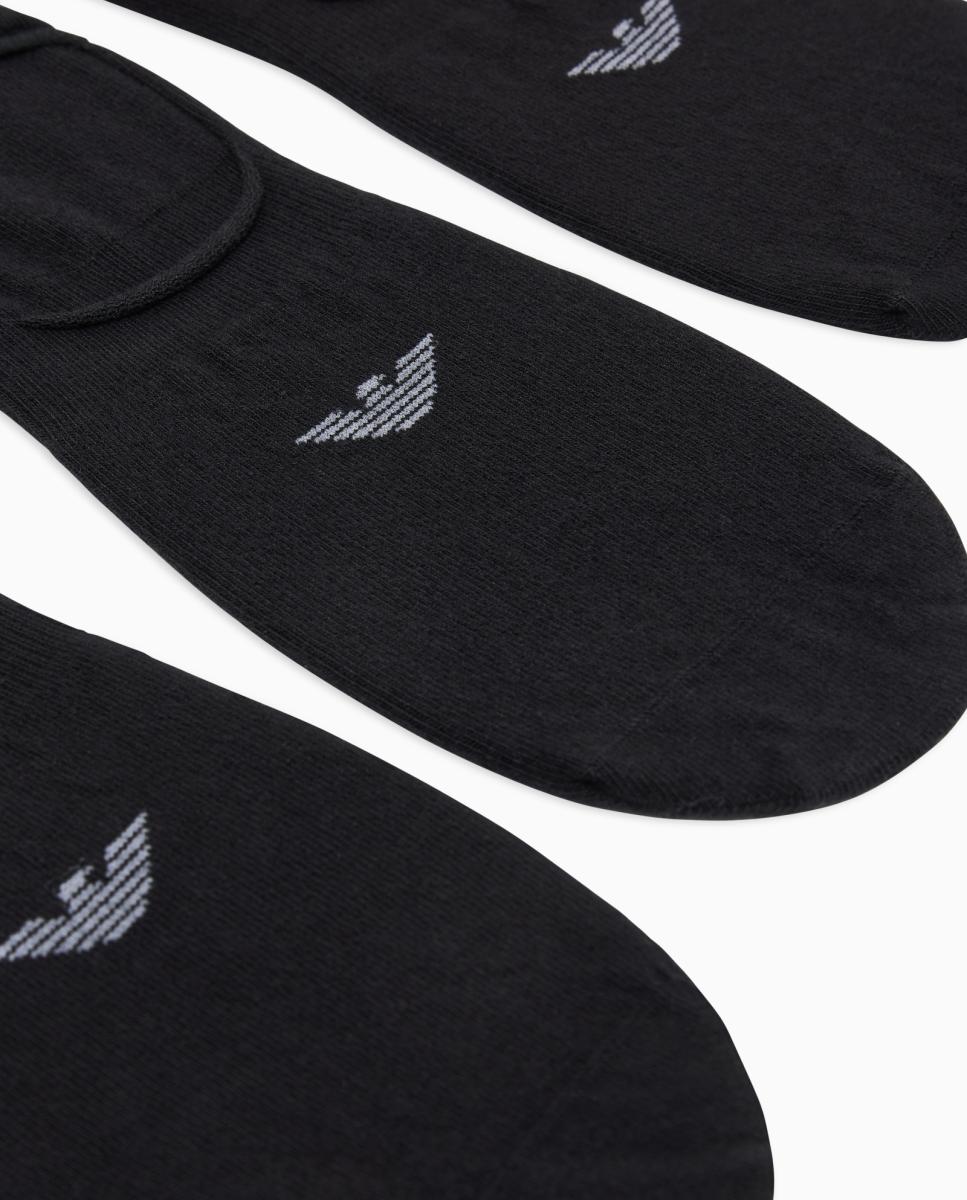 Pack de Três Pares de Meias Invisíveis - Branco Preto-2