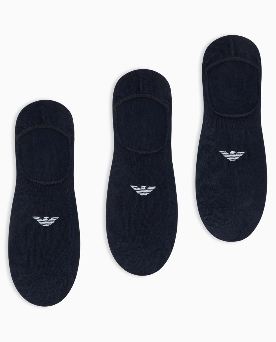 Pack de Três Pares de Meias Invisíveis - Branco Azul-marinho-1