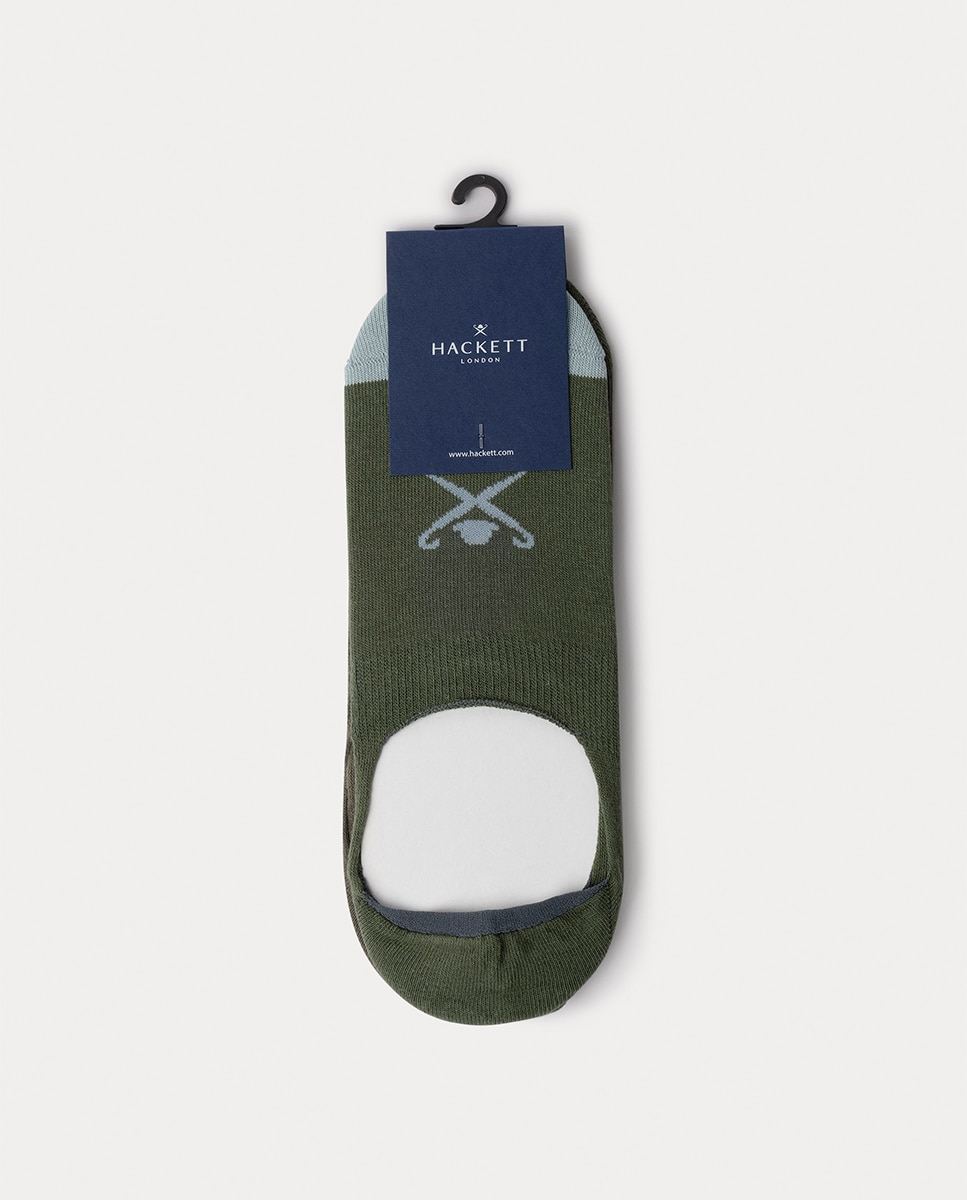 Pack de Dois Pares de Meias Invisíveis com Logótipo e Biqueira em Contraste Verde-2