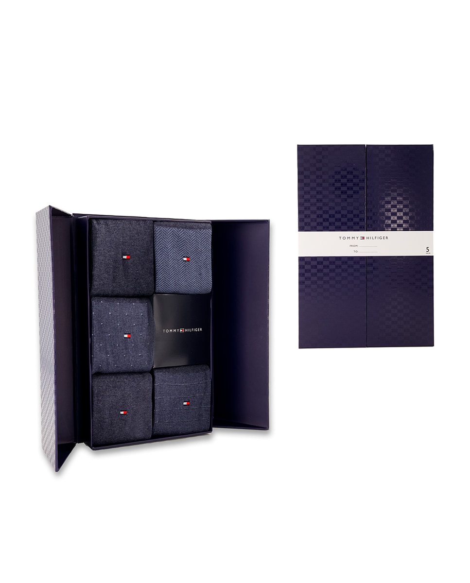 Meias Clássicas (Caixa de Presente com Pack de 5 Pares) Azul-marinho-3
