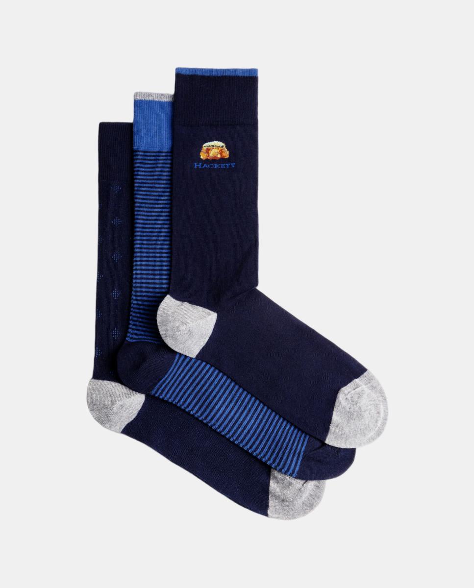Imagen 0 de Caja de tres calcetines de hombre combinados Azul