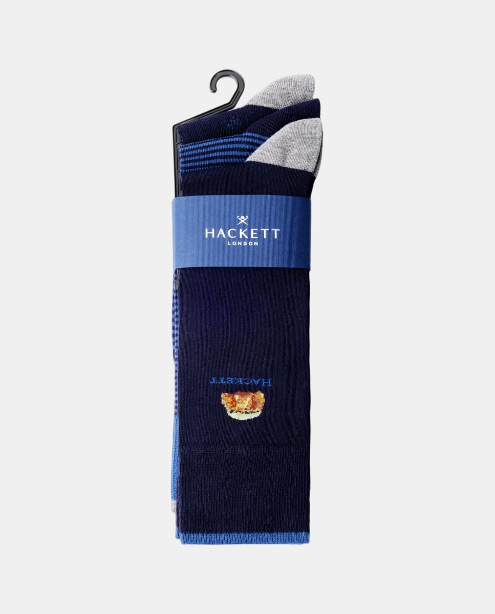 Caja de tres calcetines de hombre combinados - Hackett - Azul Azul-3