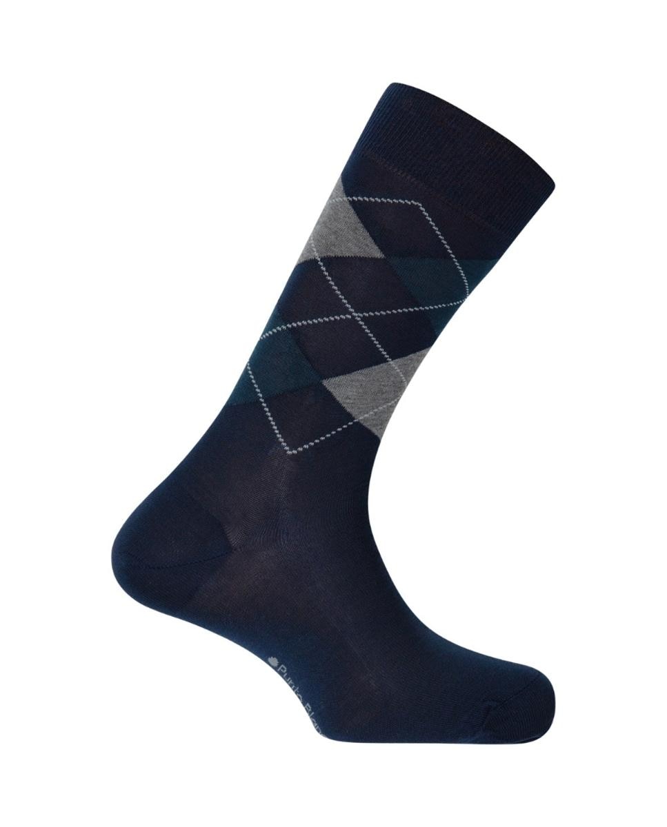 Caixa de Três Pares de Meias Curtas em Algodão Mercerizado com Fantasia. Produto Fabricado em Espanha Azul-2
