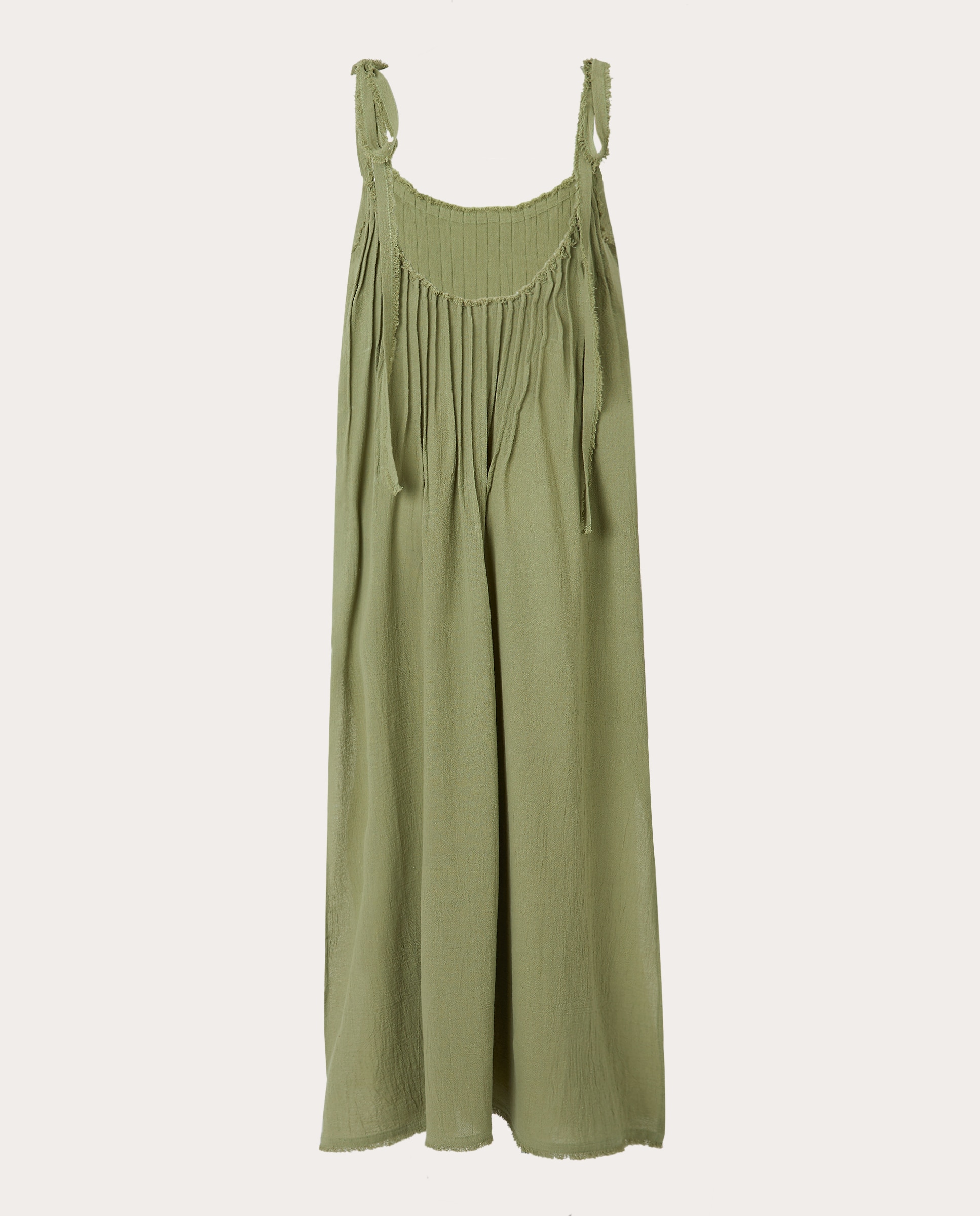 Vestido comprido de algodão Verde-2