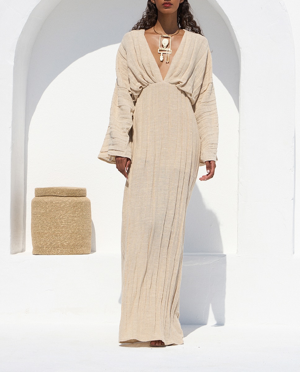 Vestido Comprido Selene Bege-7