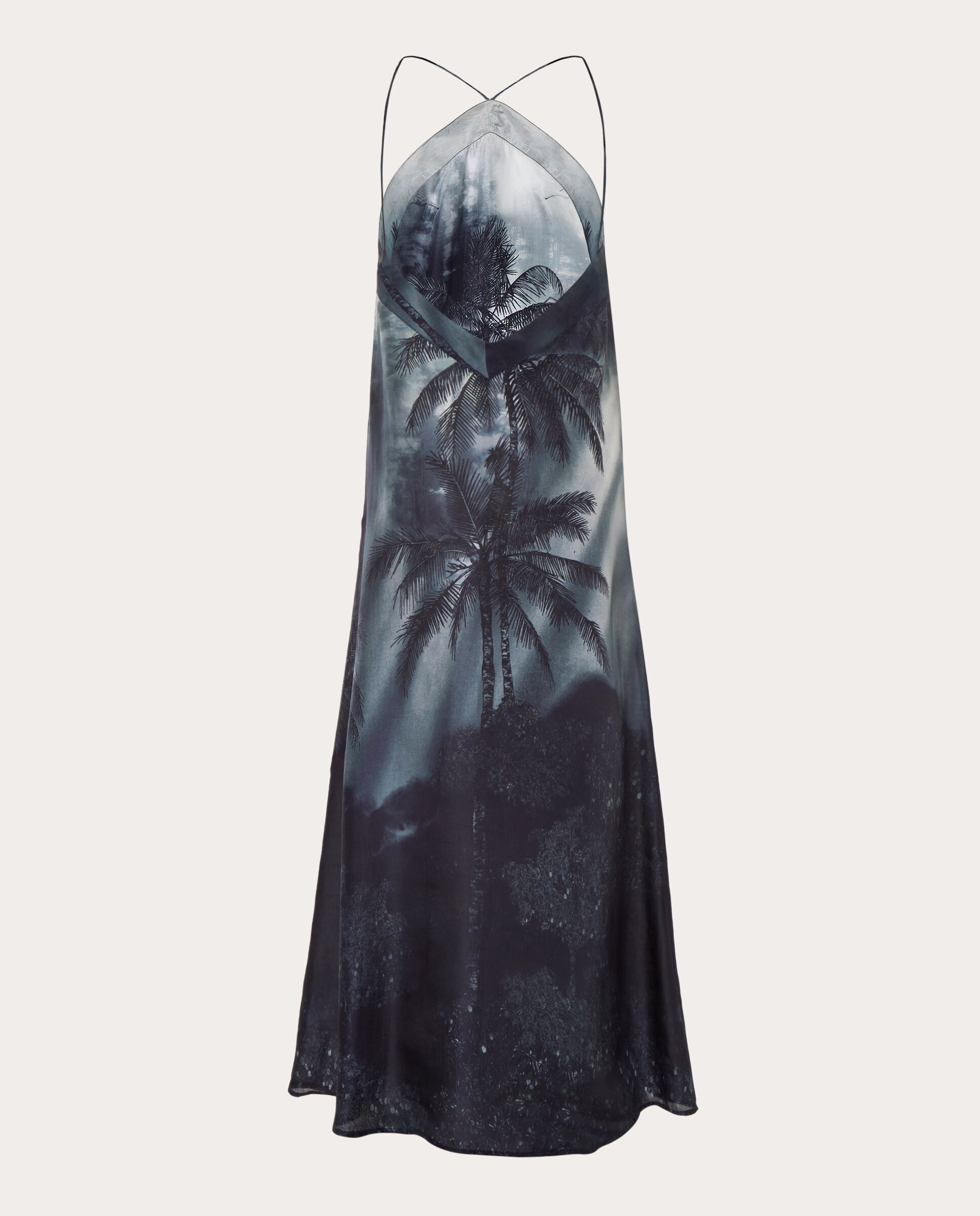 Vestido Comprido Vela de Seda Azul-2