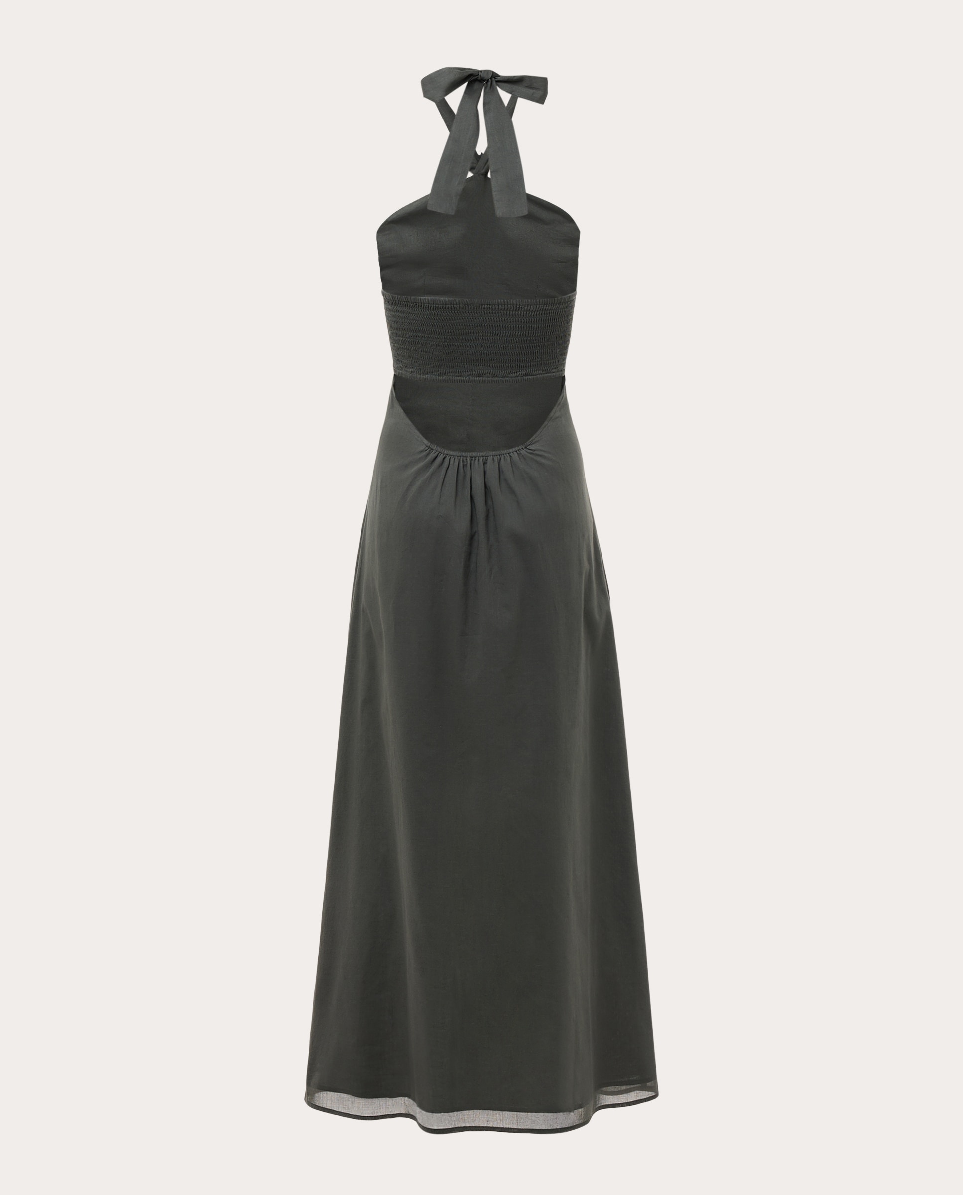 Vestido comprido de algodão Verde-escuro-2