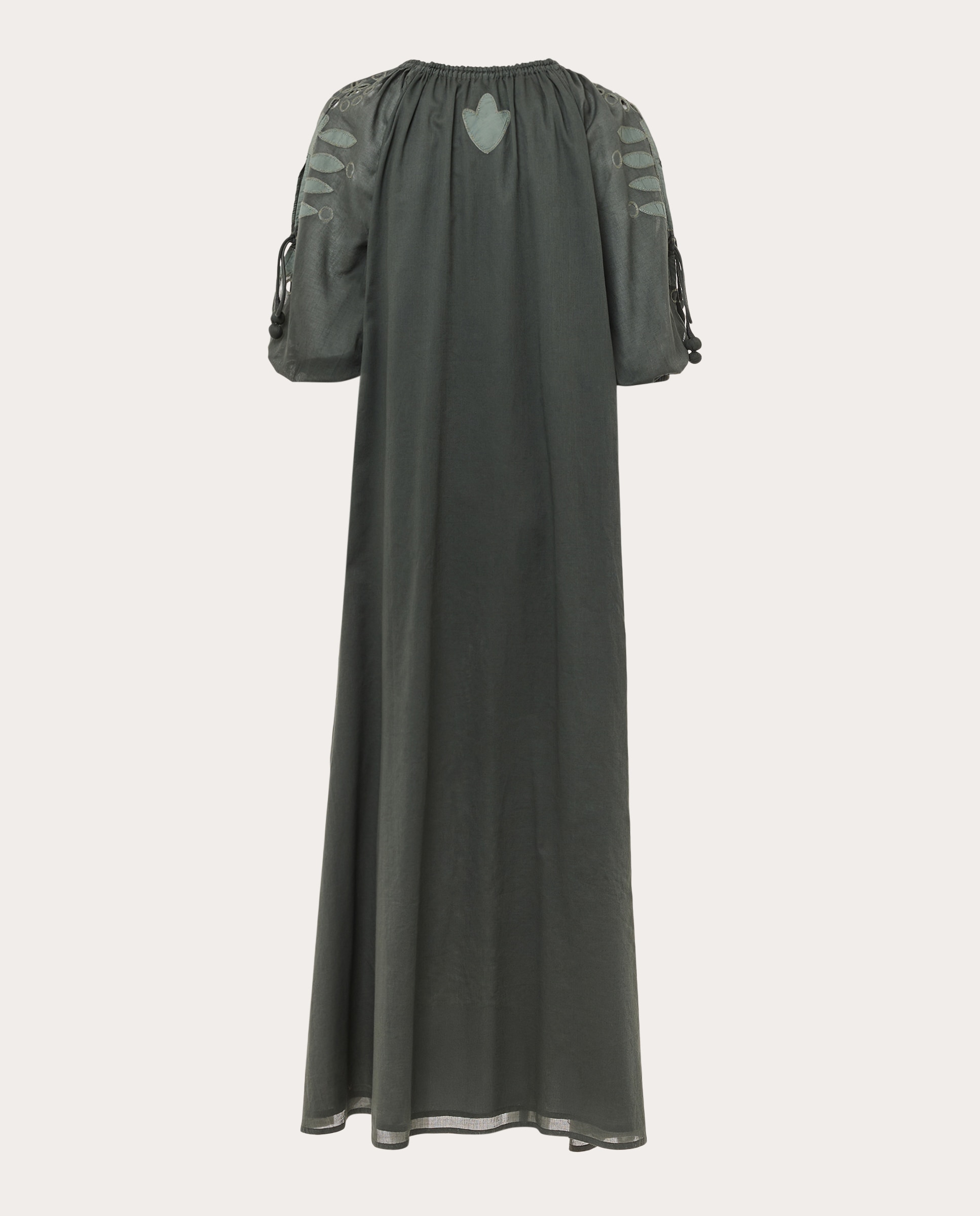 Vestido Comprido Marzia de Algodão Verde-escuro-2