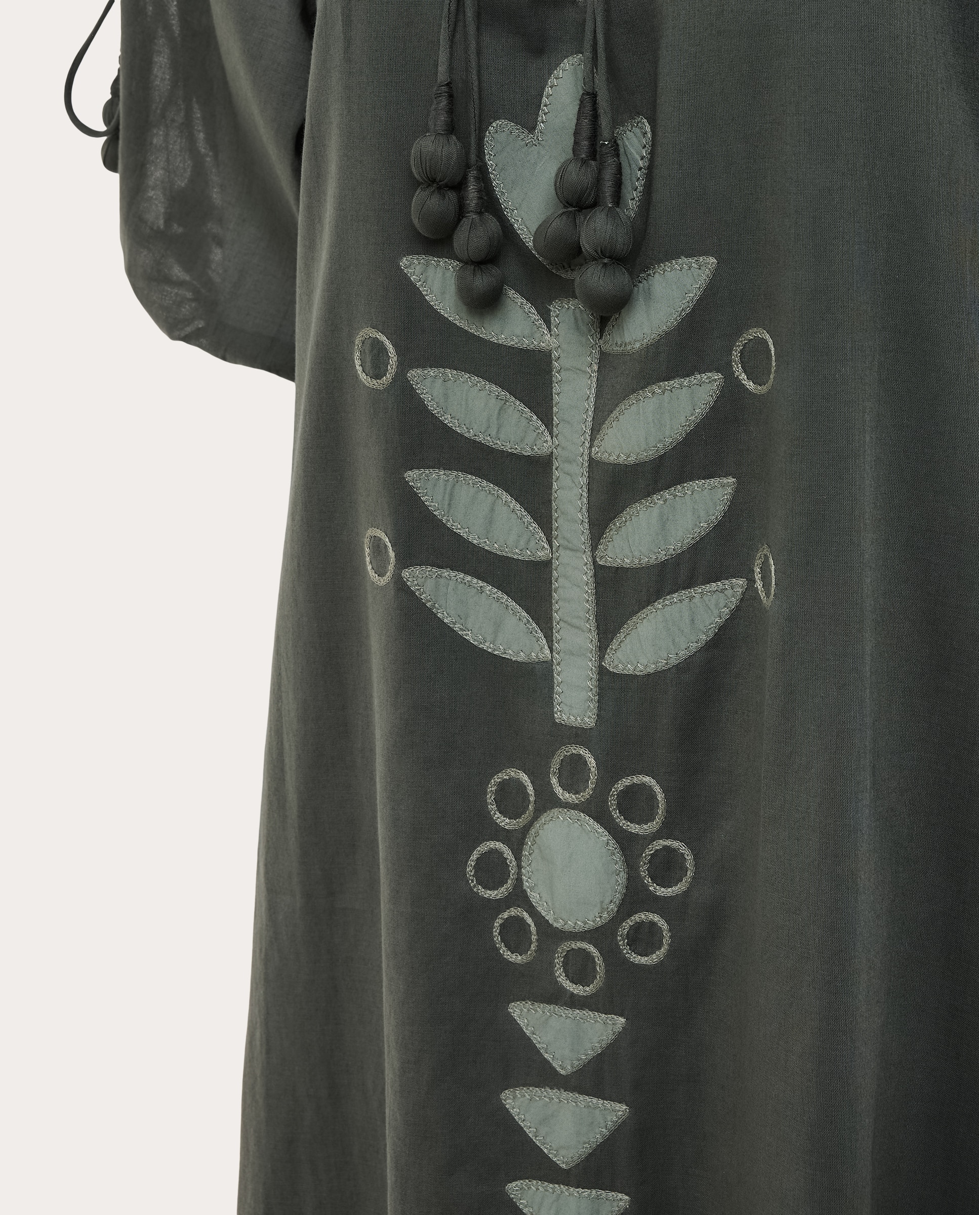 Vestido Comprido Marzia de Algodão Verde-escuro-3