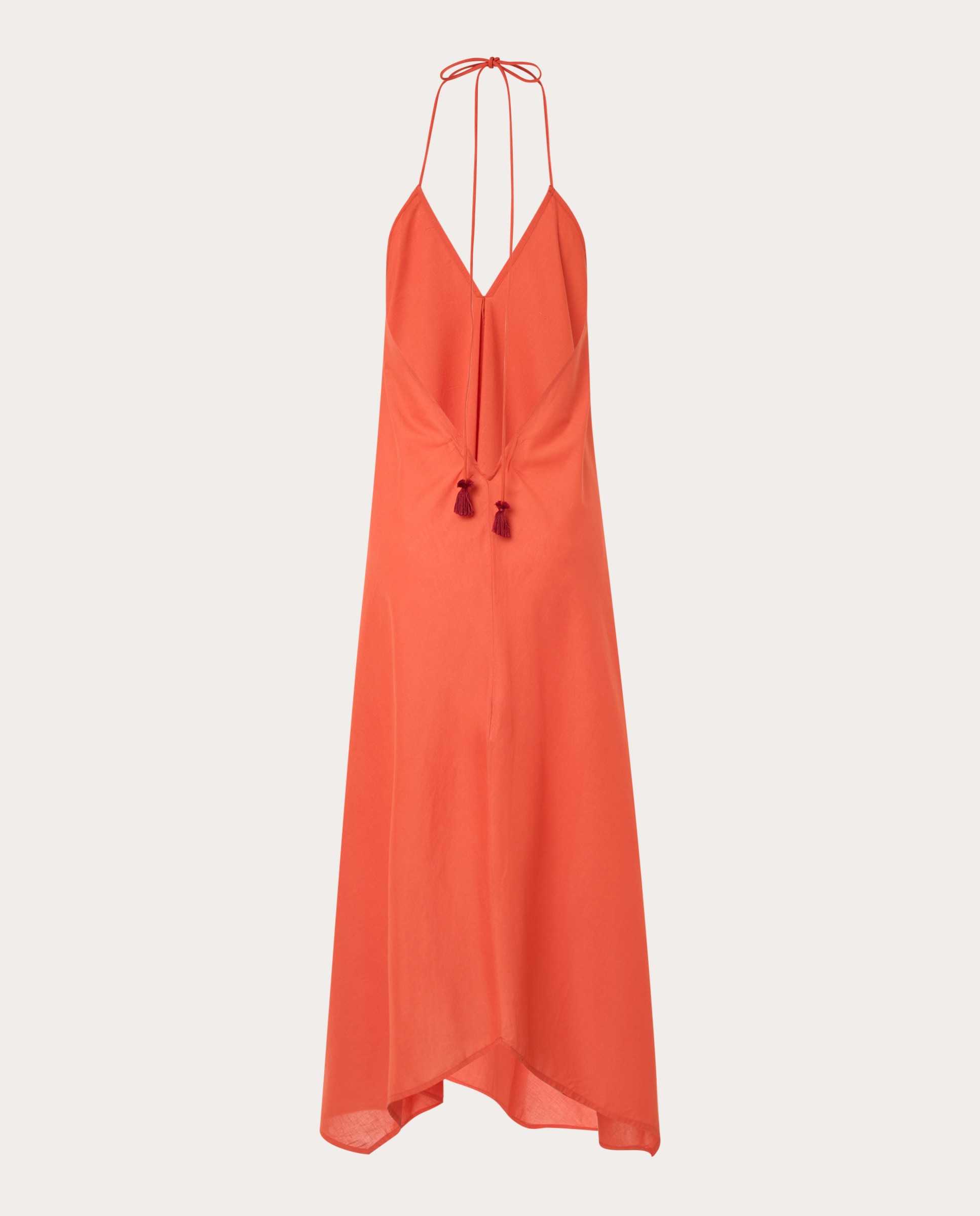 Vestido Comprido Ivina de Algodão Vermelho alaranjado-2