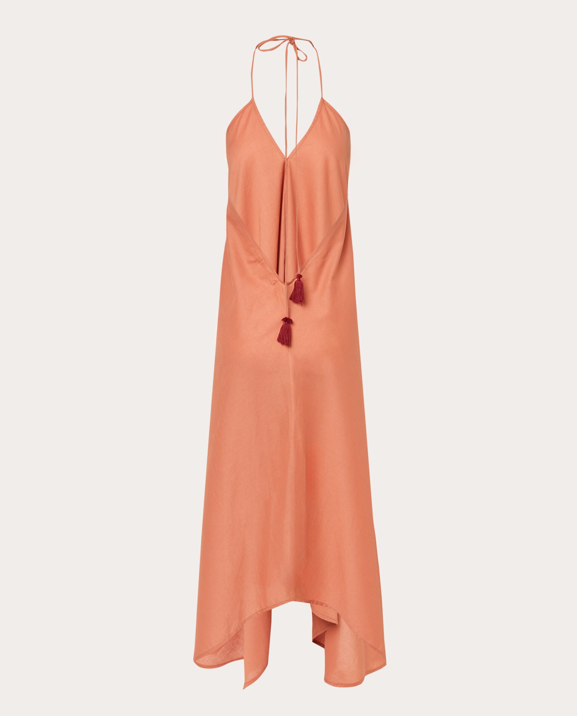 Vestido Comprido Ivina de Algodão Laranja-2
