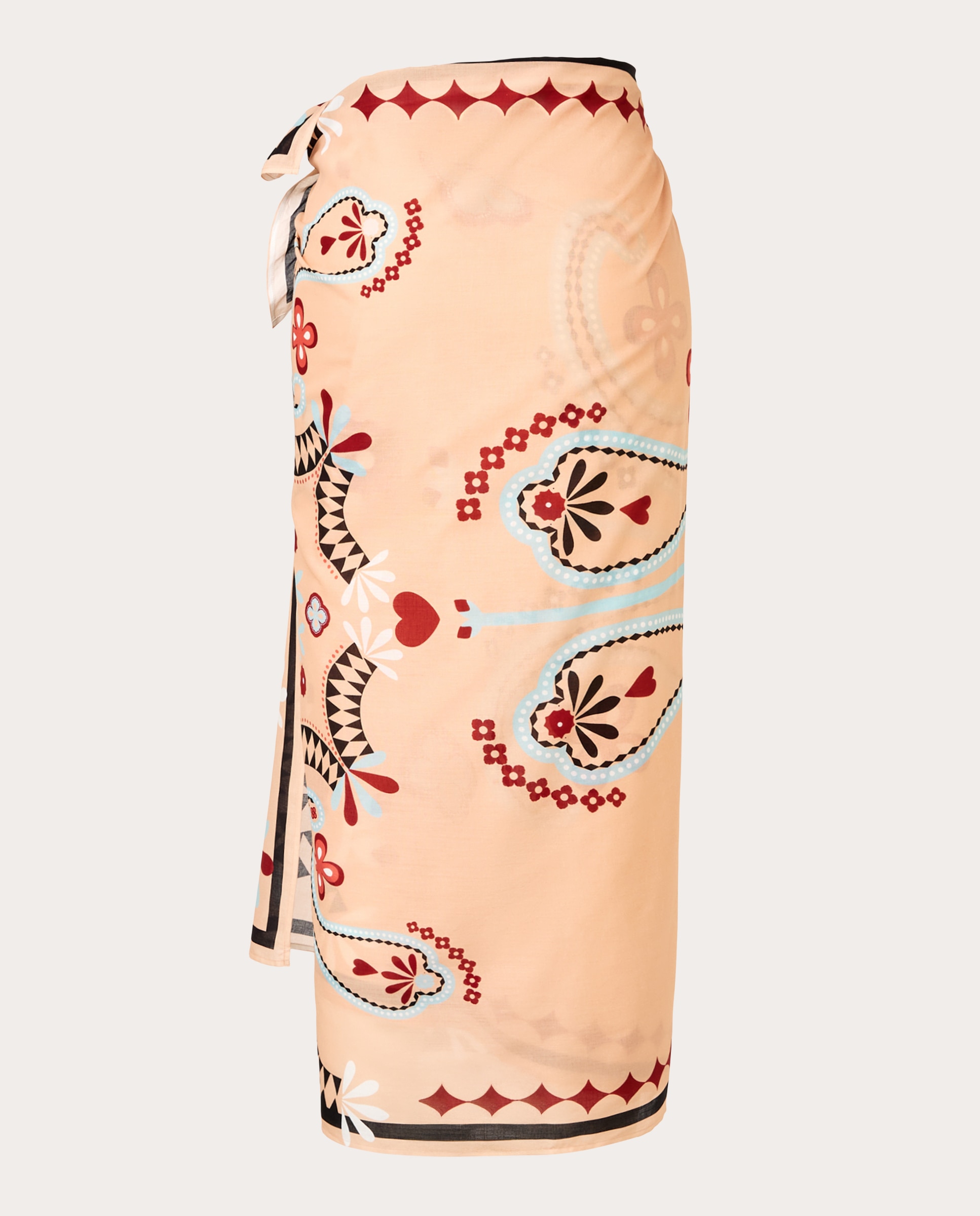 Saia Midi Blossom de Algodão Coral-2