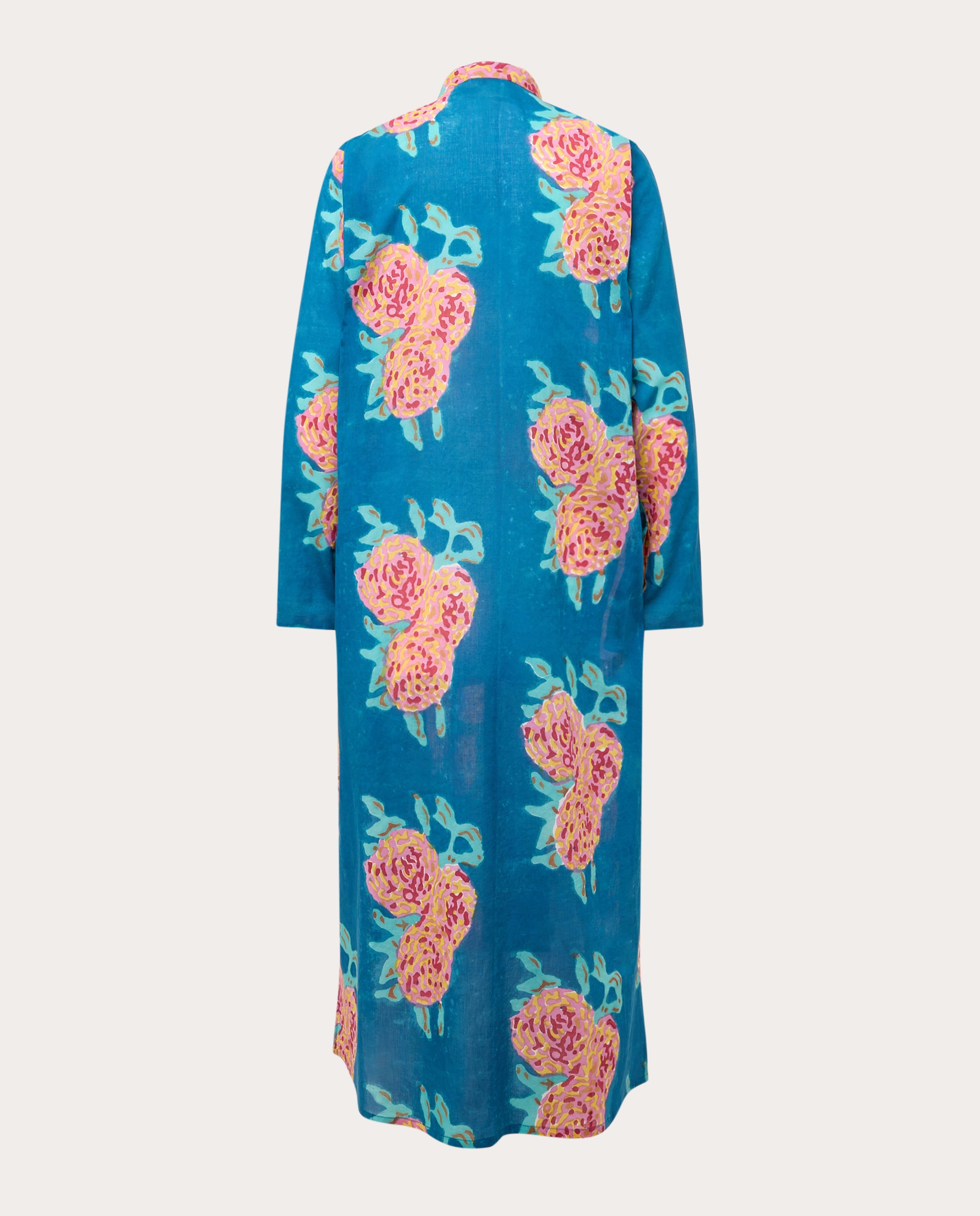 Kaftan Comprido de Algodão Azul-2